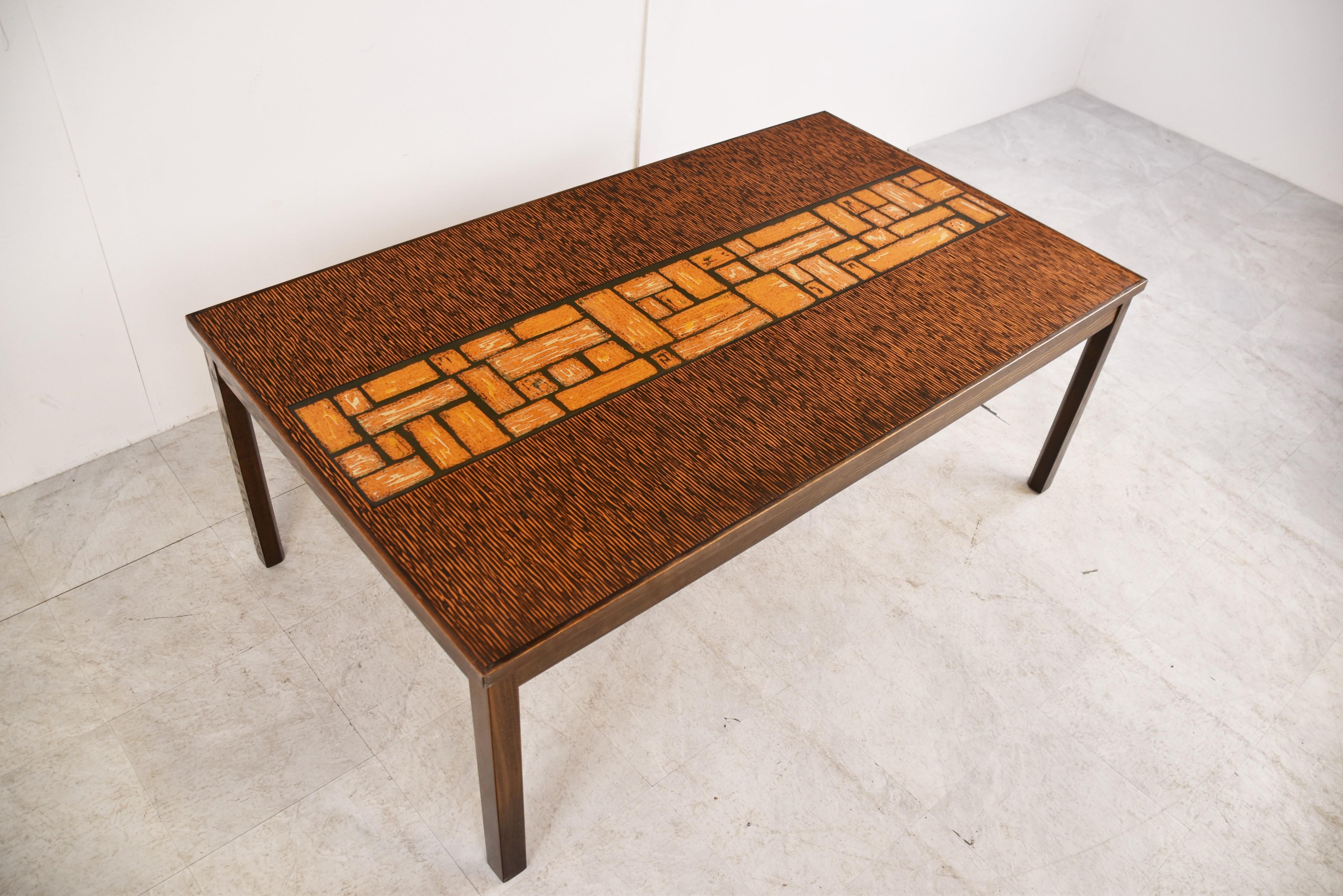 Table basse brutaliste vintage en cuivre plaqué, 1970 en vente 4