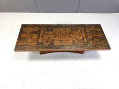 Vintage copper plated brutalist coffee table, 1970s