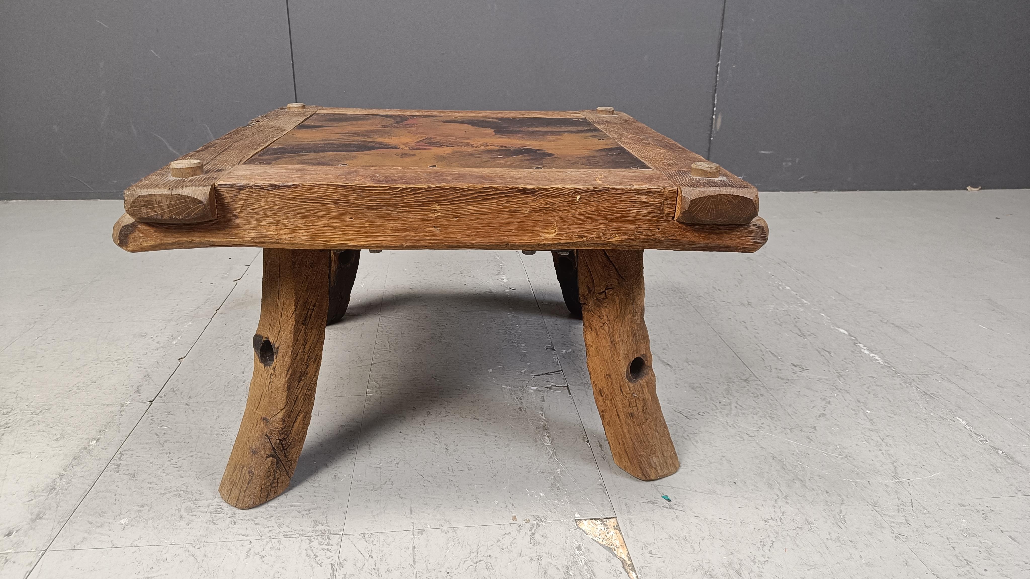 Vintage copper plated brutalist coffee table, 1970s In Good Condition For Sale In Leuven, Vlaams Gewest