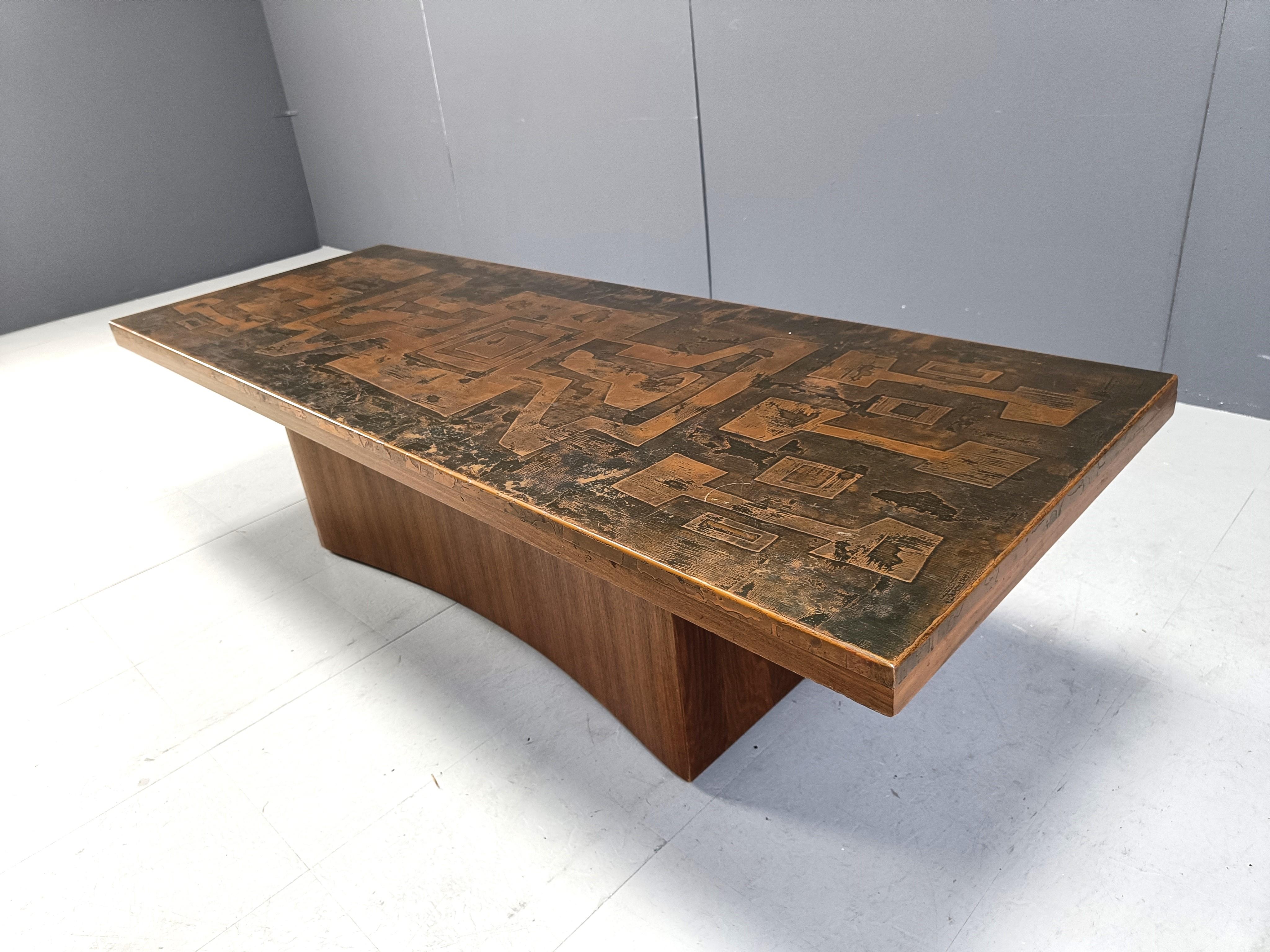 Late 20th Century Vintage copper plated brutalist coffee table, 1970s
