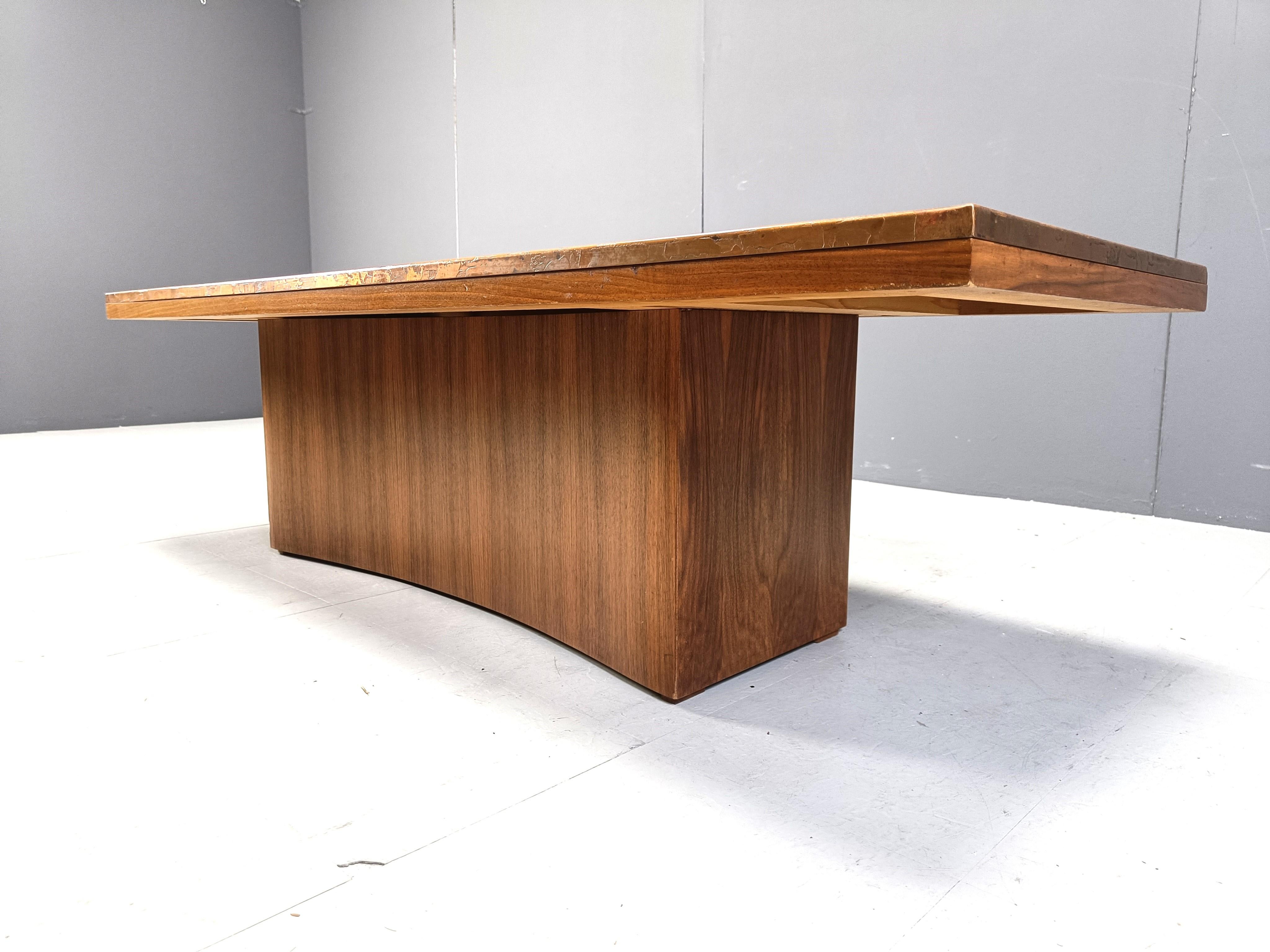 Copper Vintage copper plated brutalist coffee table, 1970s