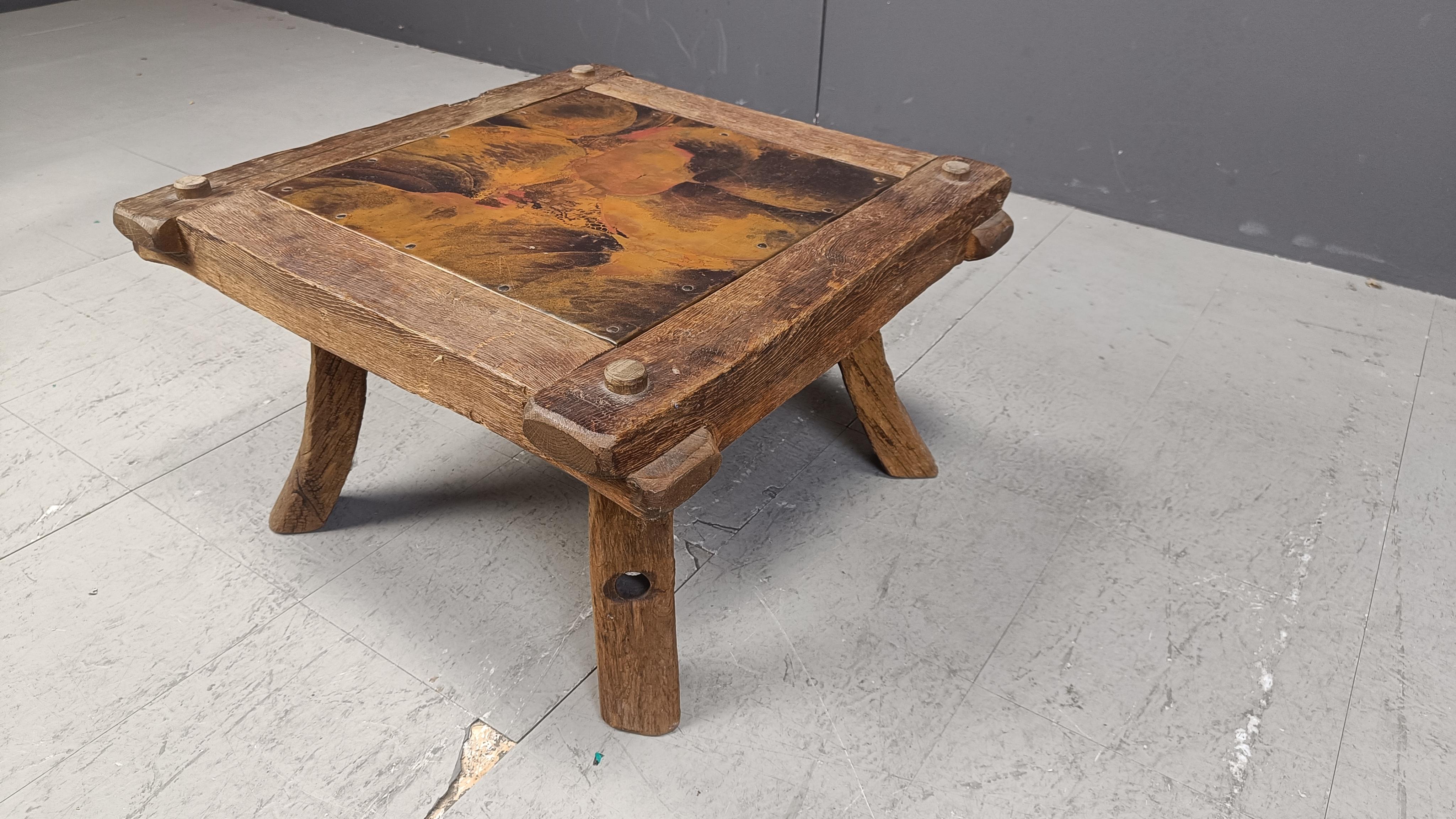 Vintage copper plated brutalist coffee table, 1970s For Sale 1