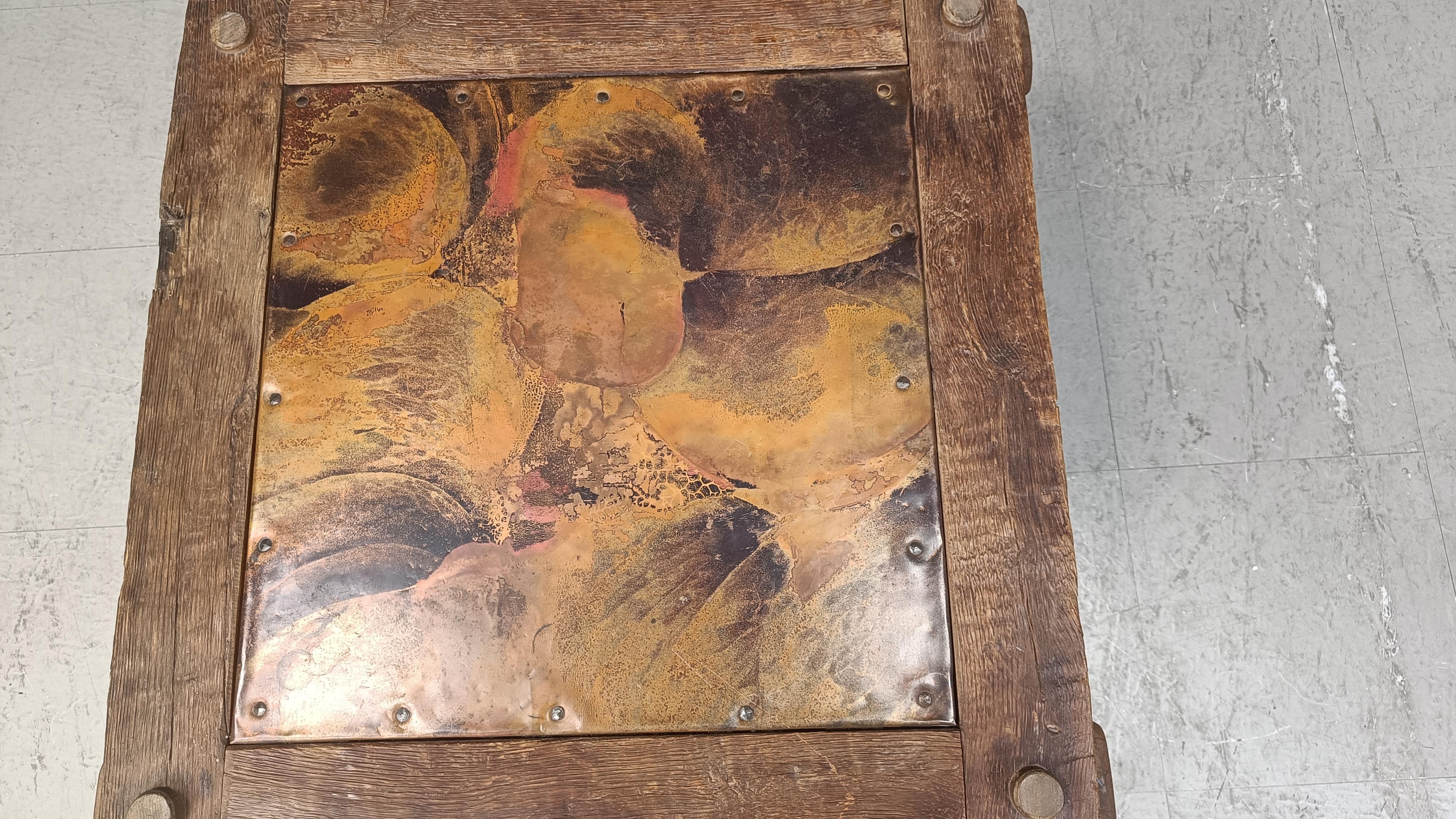 Vintage copper plated brutalist coffee table, 1970s For Sale 2