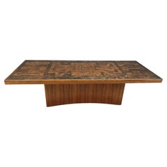 Vintage copper plated brutalist coffee table, 1970s