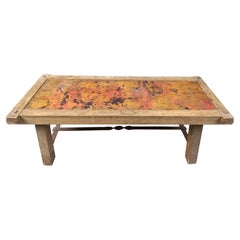 Vintage copper plated brutalist coffee table, 1970s