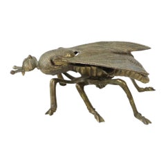 Vintage Copper Plated Fly Ashtray Figurine Italy 1960s