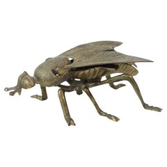 Vintage Kupfer plattiert Fliege Aschenbecher Figur Italien 1960s