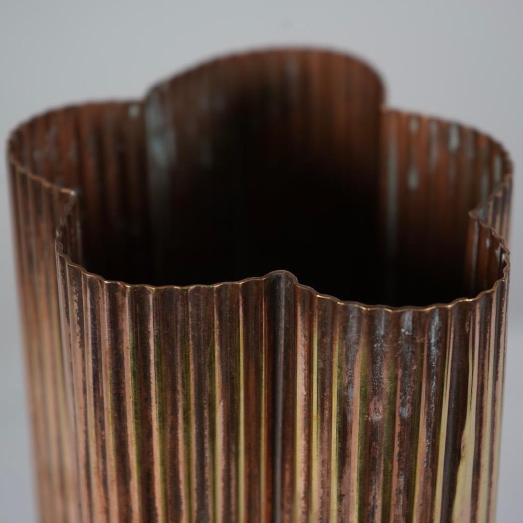Vintage Copper Ribbed Vase 2