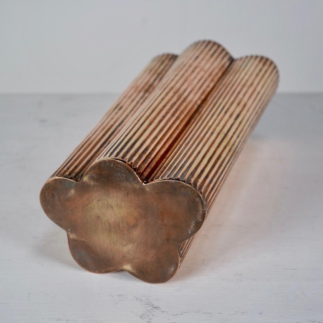 Vintage Copper Ribbed Vase For Sale 3
