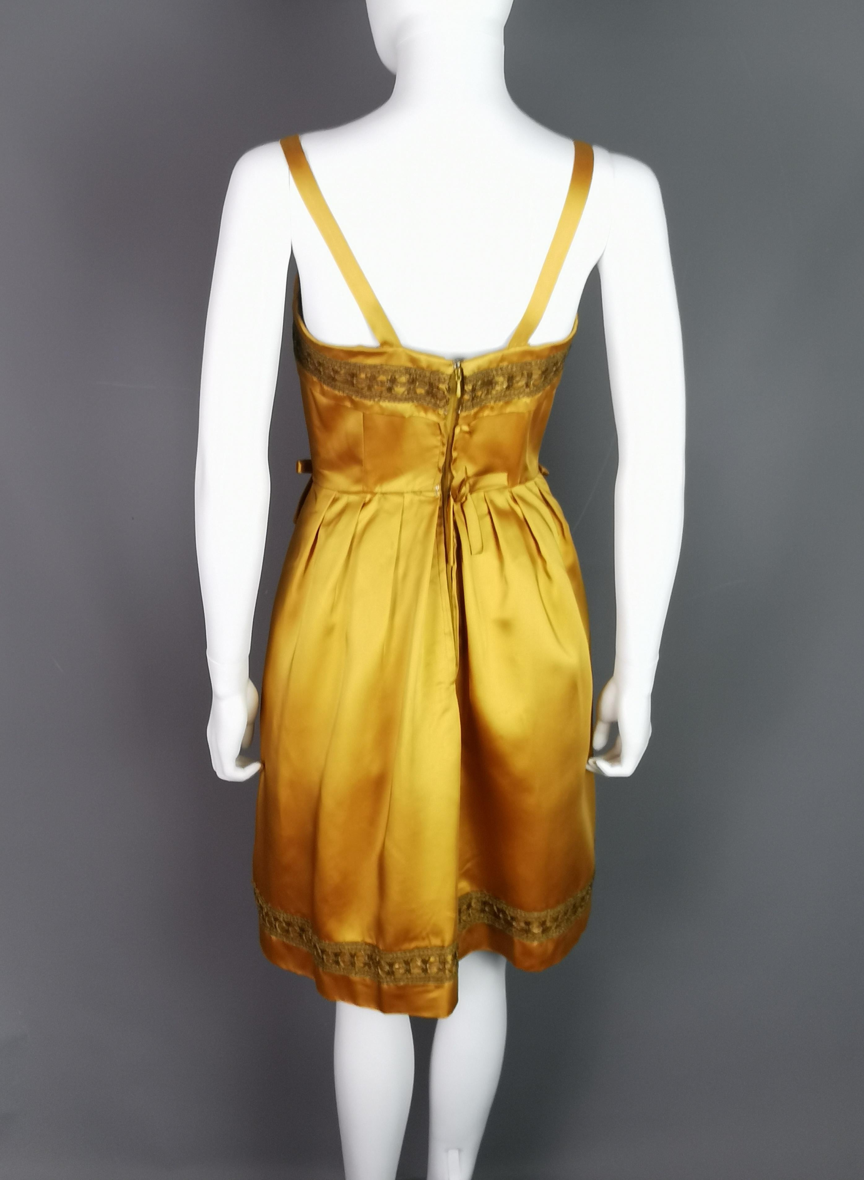 Women's Vintage copper satin cocktail dress, c1960s Kitty Copeland  For Sale