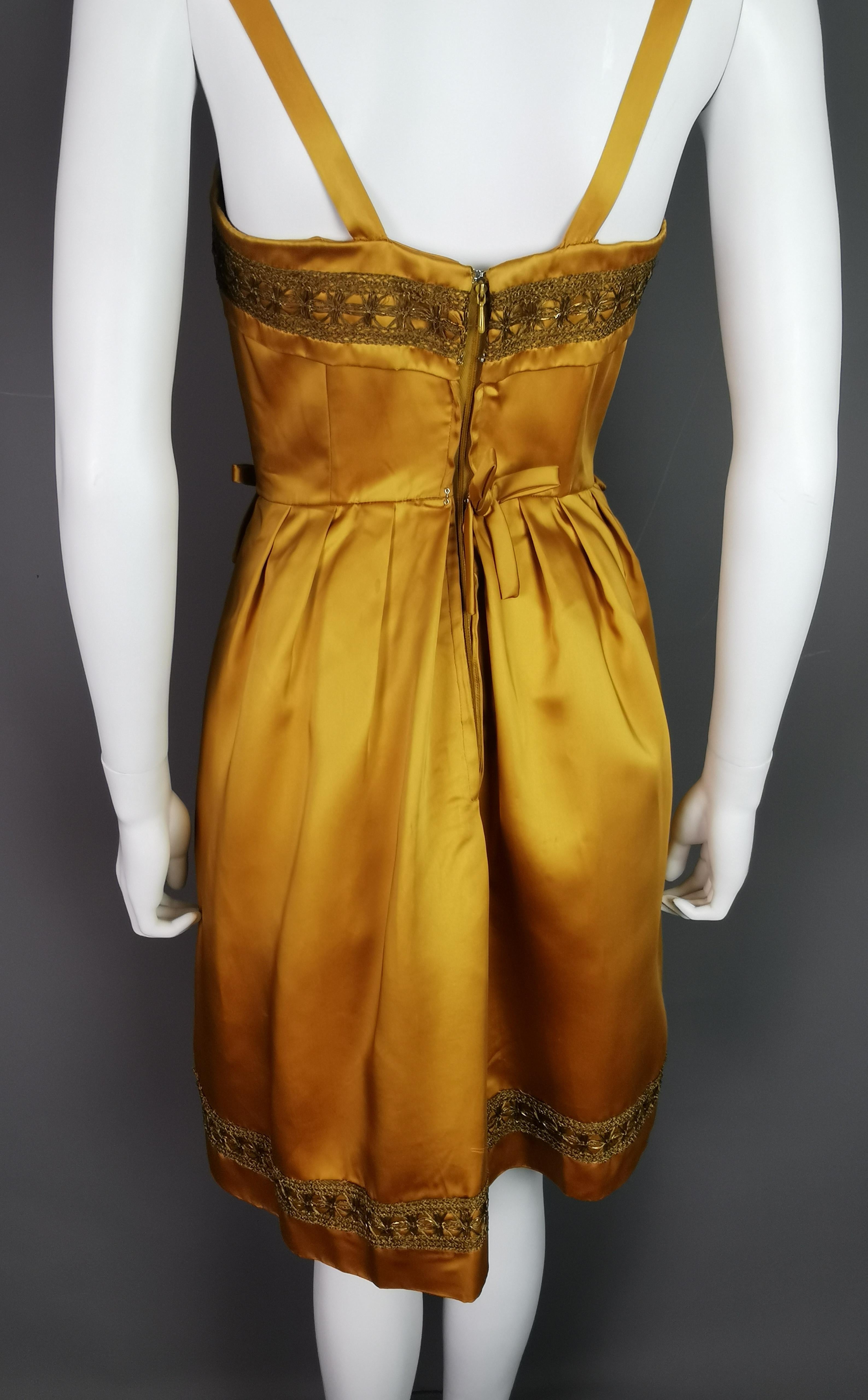 Vintage copper satin cocktail dress, c1960s Kitty Copeland  For Sale 1