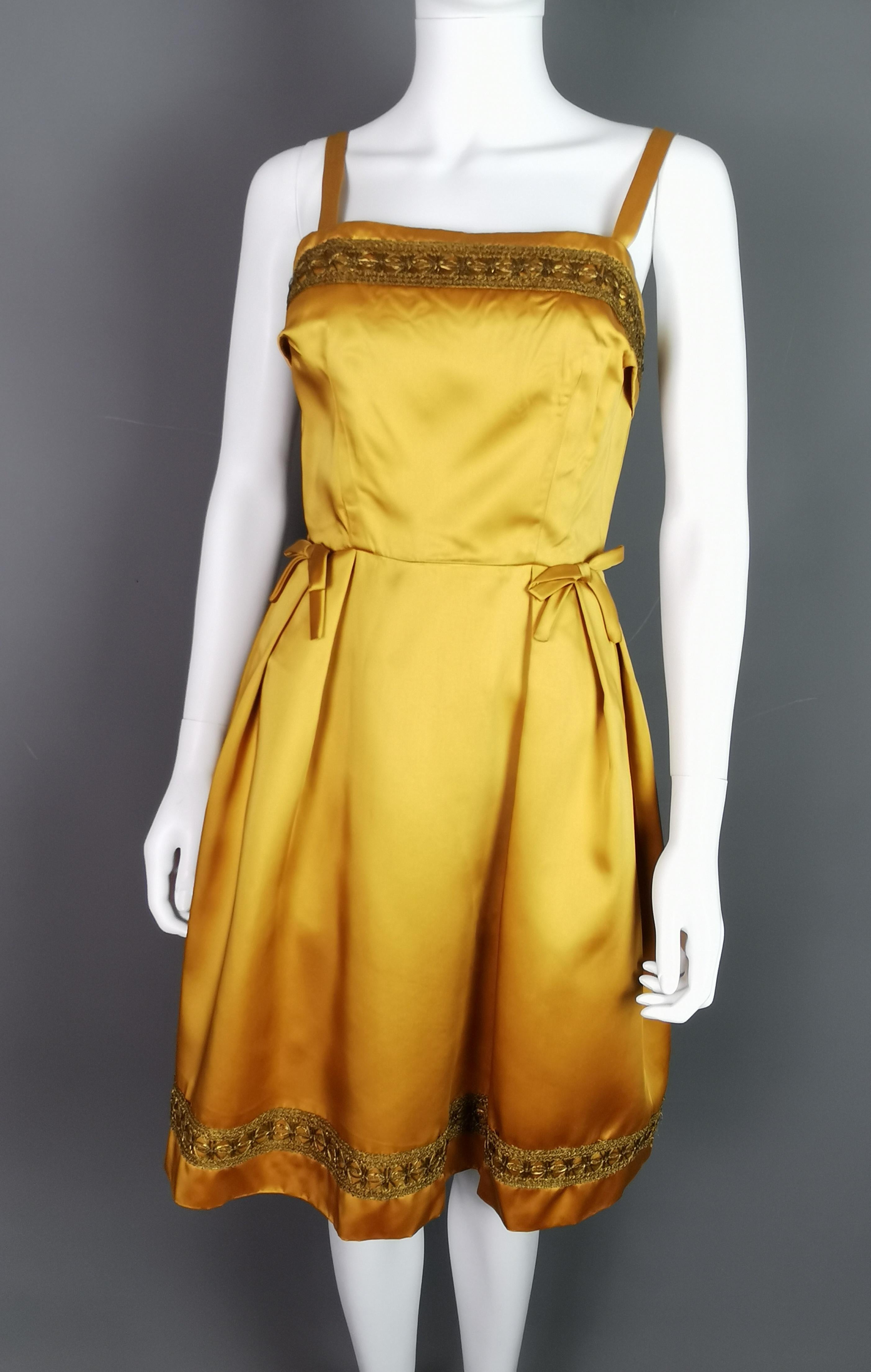 Vintage copper satin cocktail dress, c1960s Kitty Copeland  For Sale 4