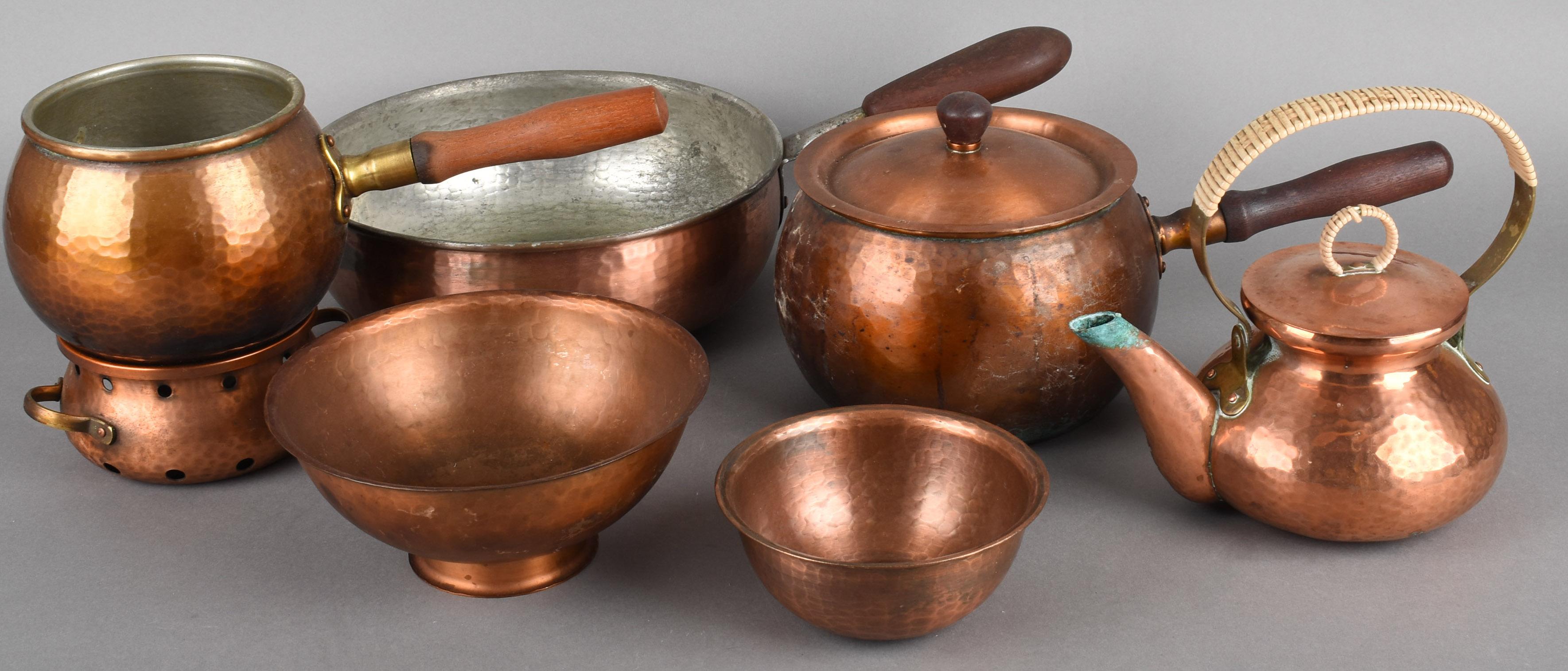 Mid-20th Century Vintage Copper Set by Eugen Zint, Germany, 1950s For Sale