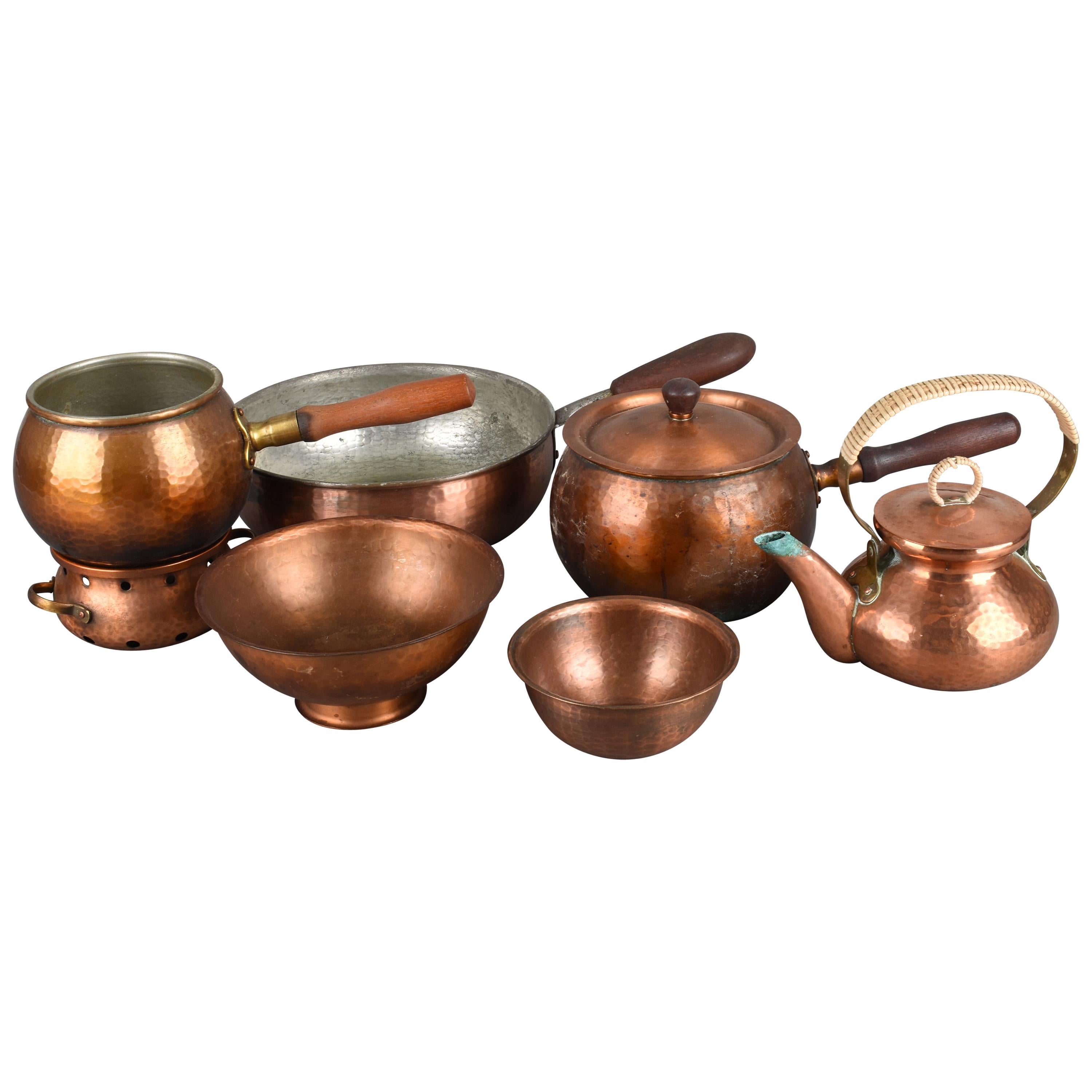 Vintage Copper Set by Eugen Zint, Germany, 1950s