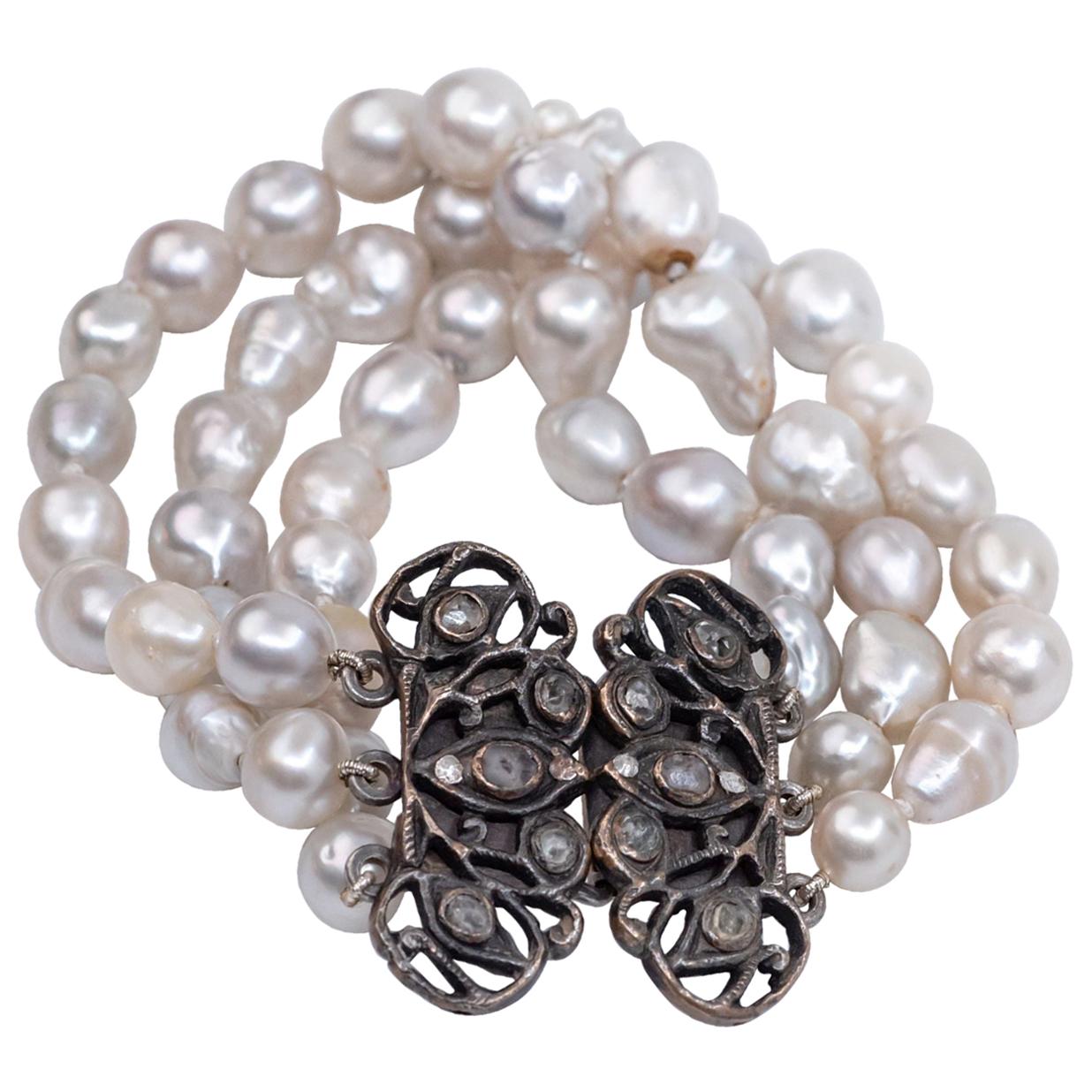 Nouveau Exquisite 14K OR MASSIF 4 mm & 5 mm Naturel cultured pearl beaded Bracelet