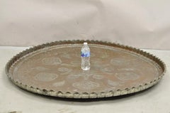 Vintage Copper Damascus Middle Eastern Large 44" Round Engraved Serving Tray