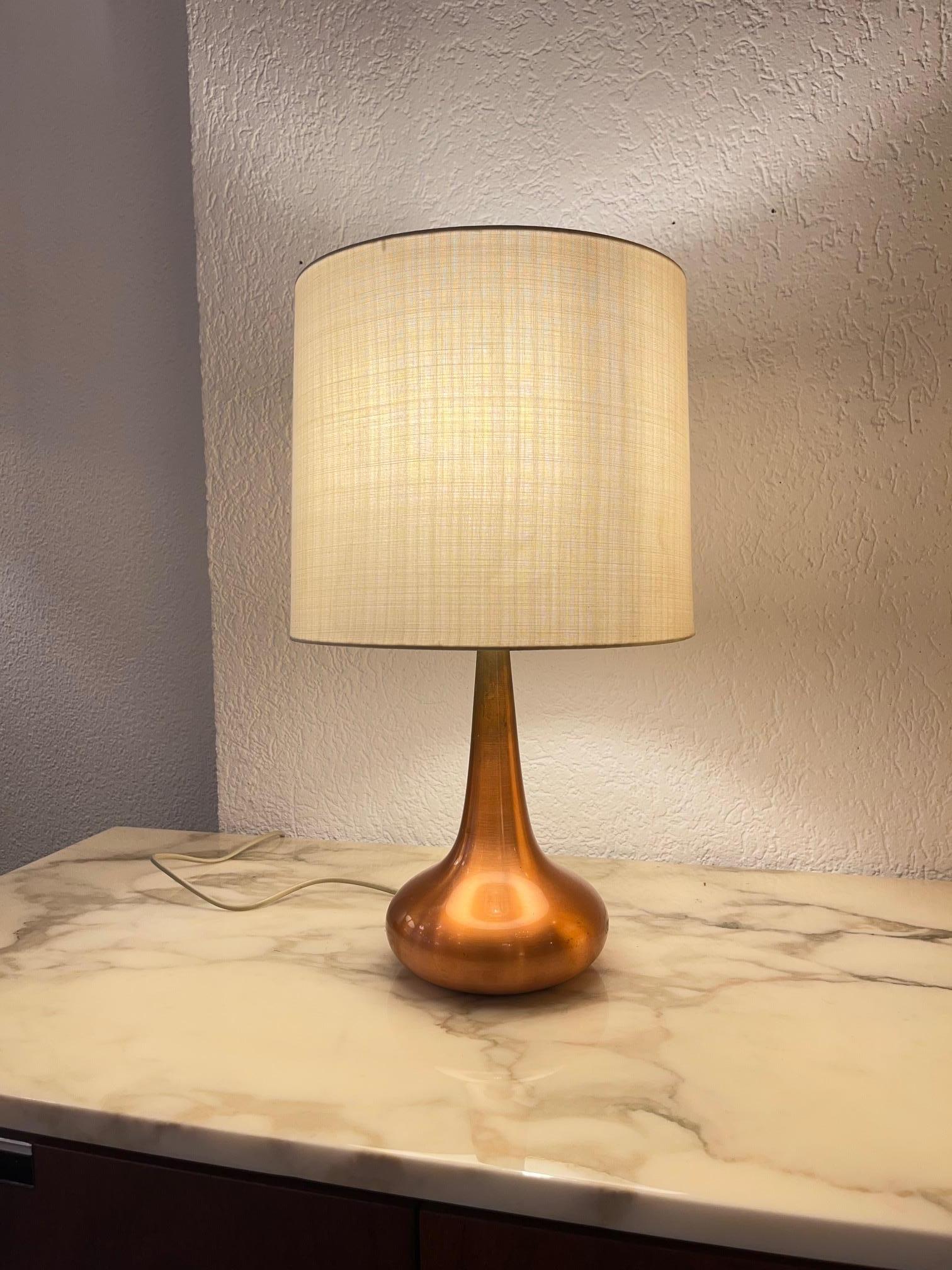 Vintage Copper Table Lamp by Jo Hammerborg produced by Fog&Morup, Denmark 1960s For Sale 1