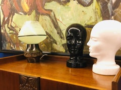 Vintage Copper Base Table Lamp with Original Mint Green Glass Shade, 1960s