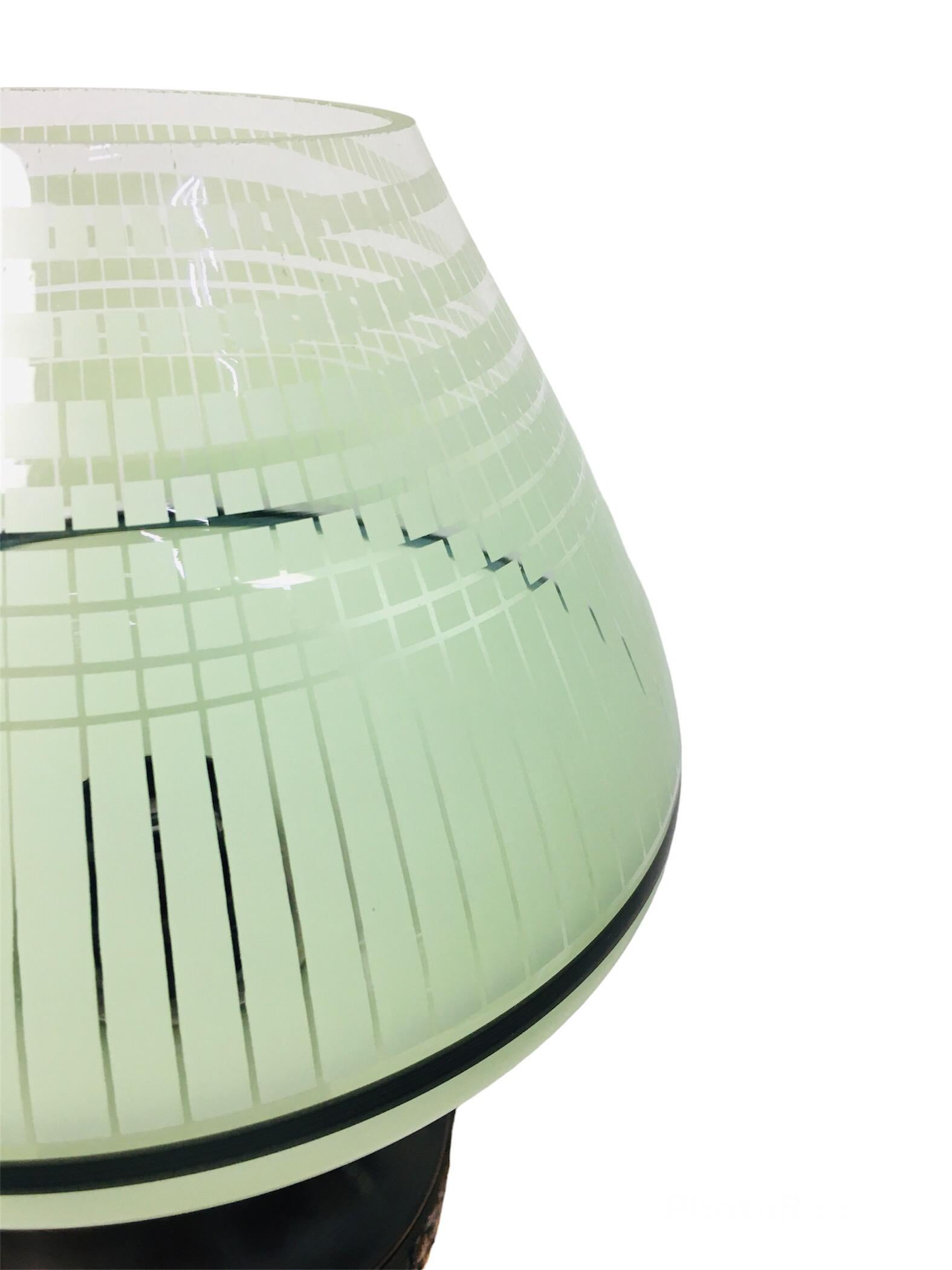 vintage green glass lamp base