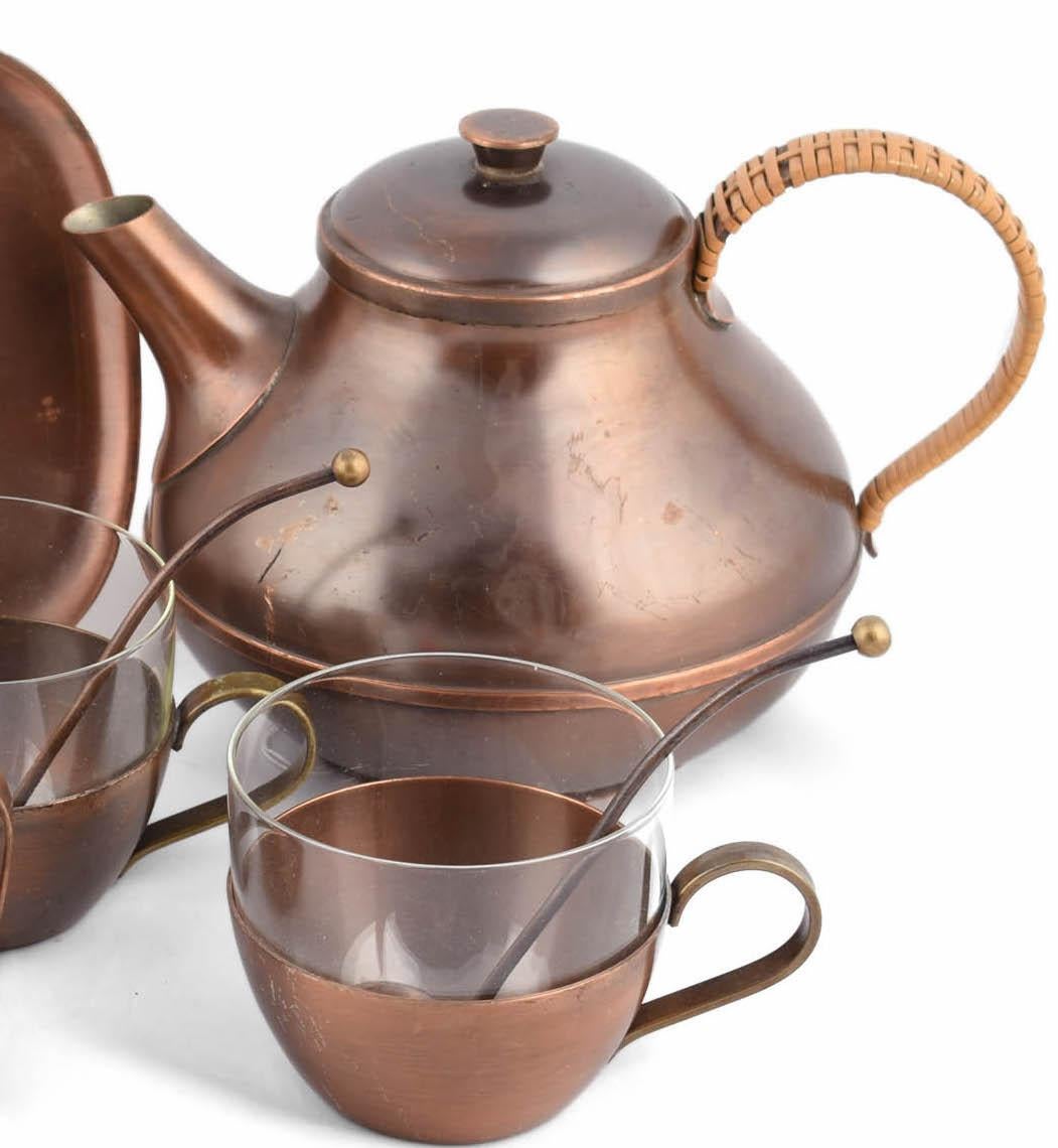 Vintage Copper Tea Set by Harald Buchrucker, Germany 1950s In Good Condition For Sale In Roma, IT