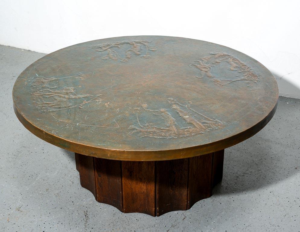 Vintage Copper Top Coffee Table in the Style of Philip and Kelvin Laverne at 1stDibs