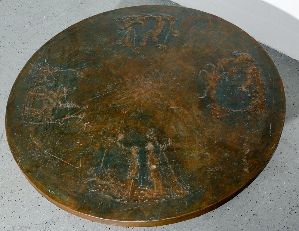 Vintage Copper Top Coffee Table in the Style of Philip and Kelvin