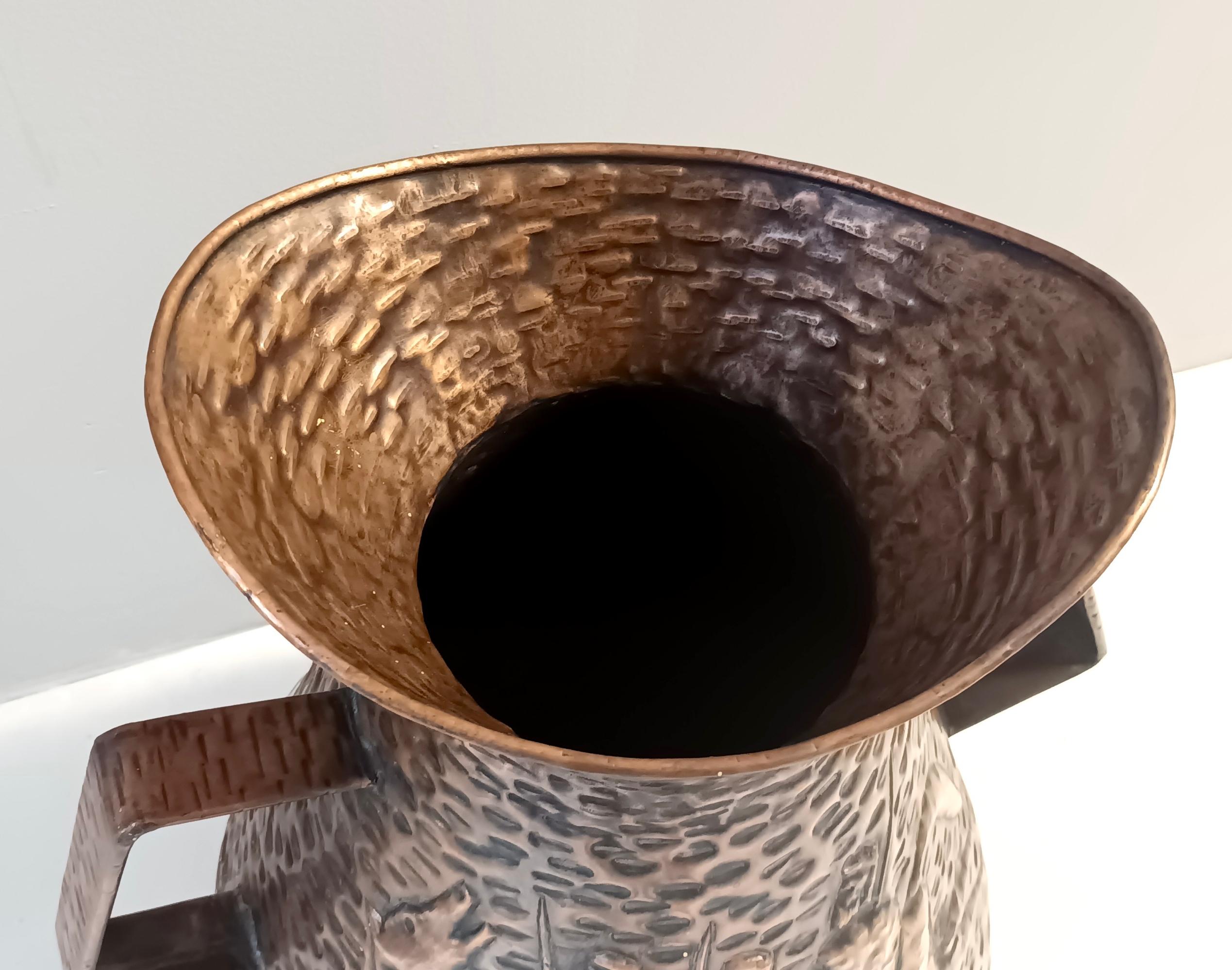 Vintage Copper Umbrella Stand / Vase Attr. to Angelo Bragalini, Italy For Sale 4