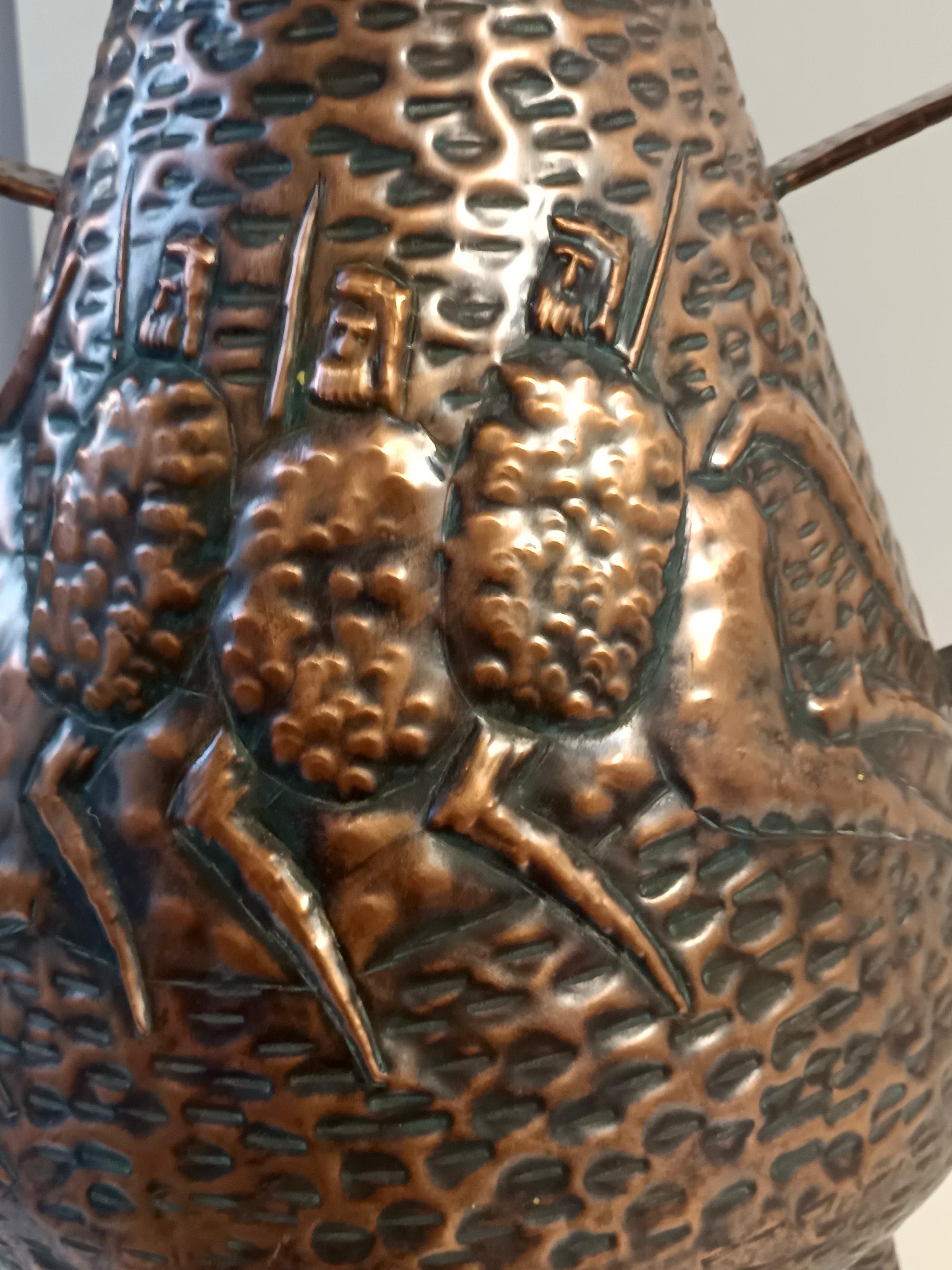 Vintage Copper Umbrella Stand / Vase Attr. to Angelo Bragalini, Italy For Sale 7