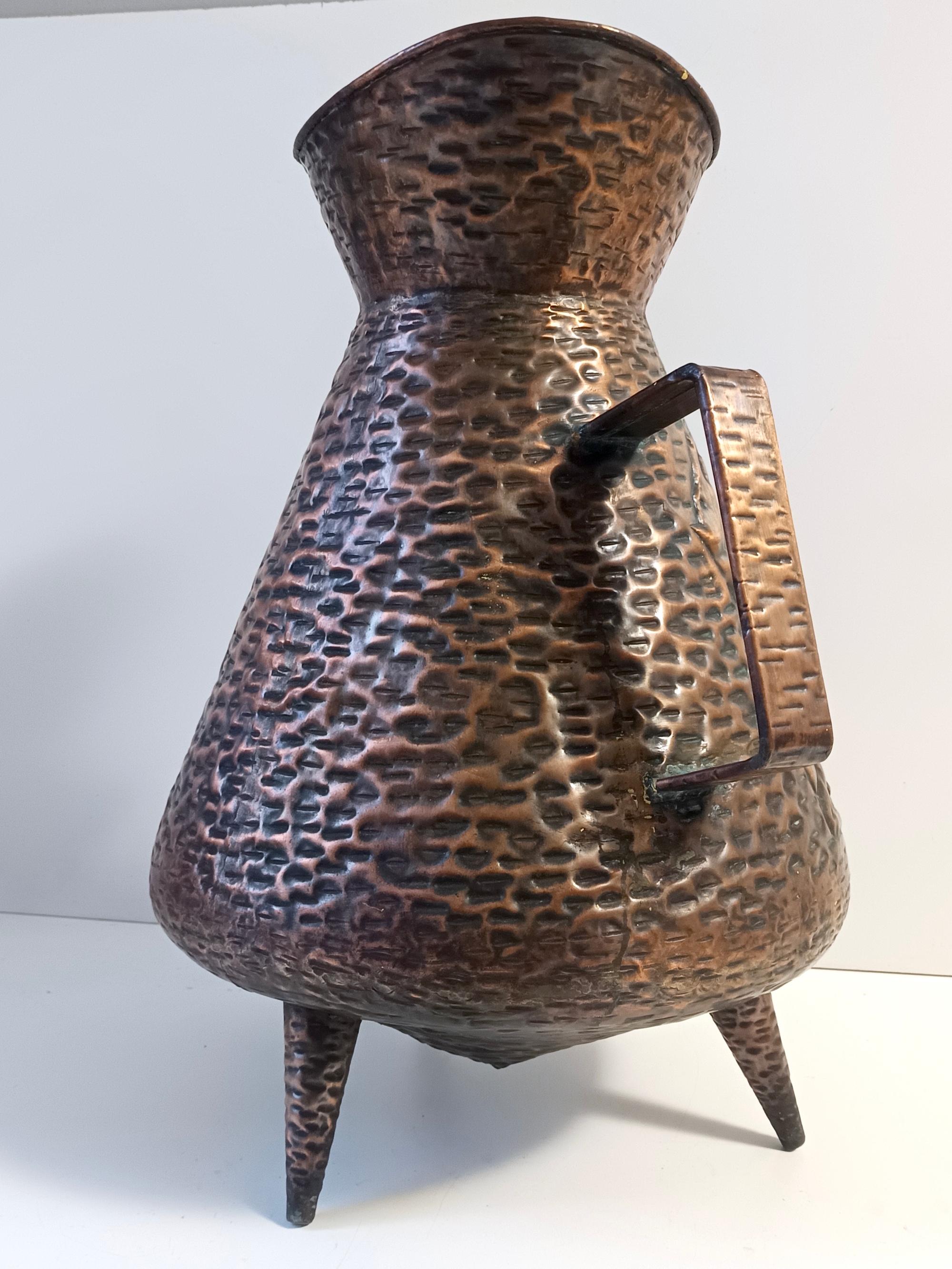 Vintage Copper Umbrella Stand / Vase Attr. to Angelo Bragalini, Italy For Sale 3