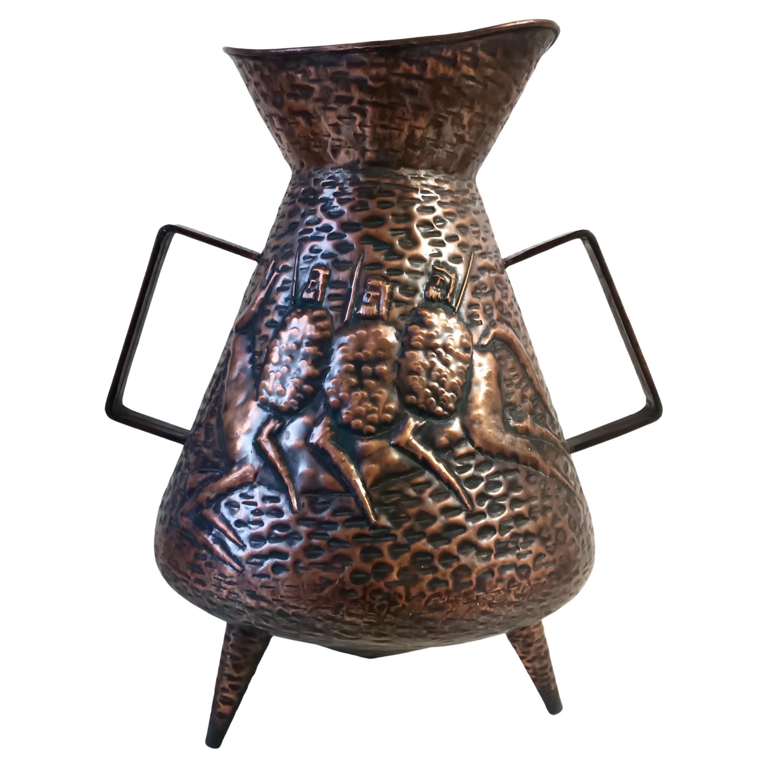 Vintage Copper Umbrella Stand / Vase Attr. to Angelo Bragalini, Italy For Sale