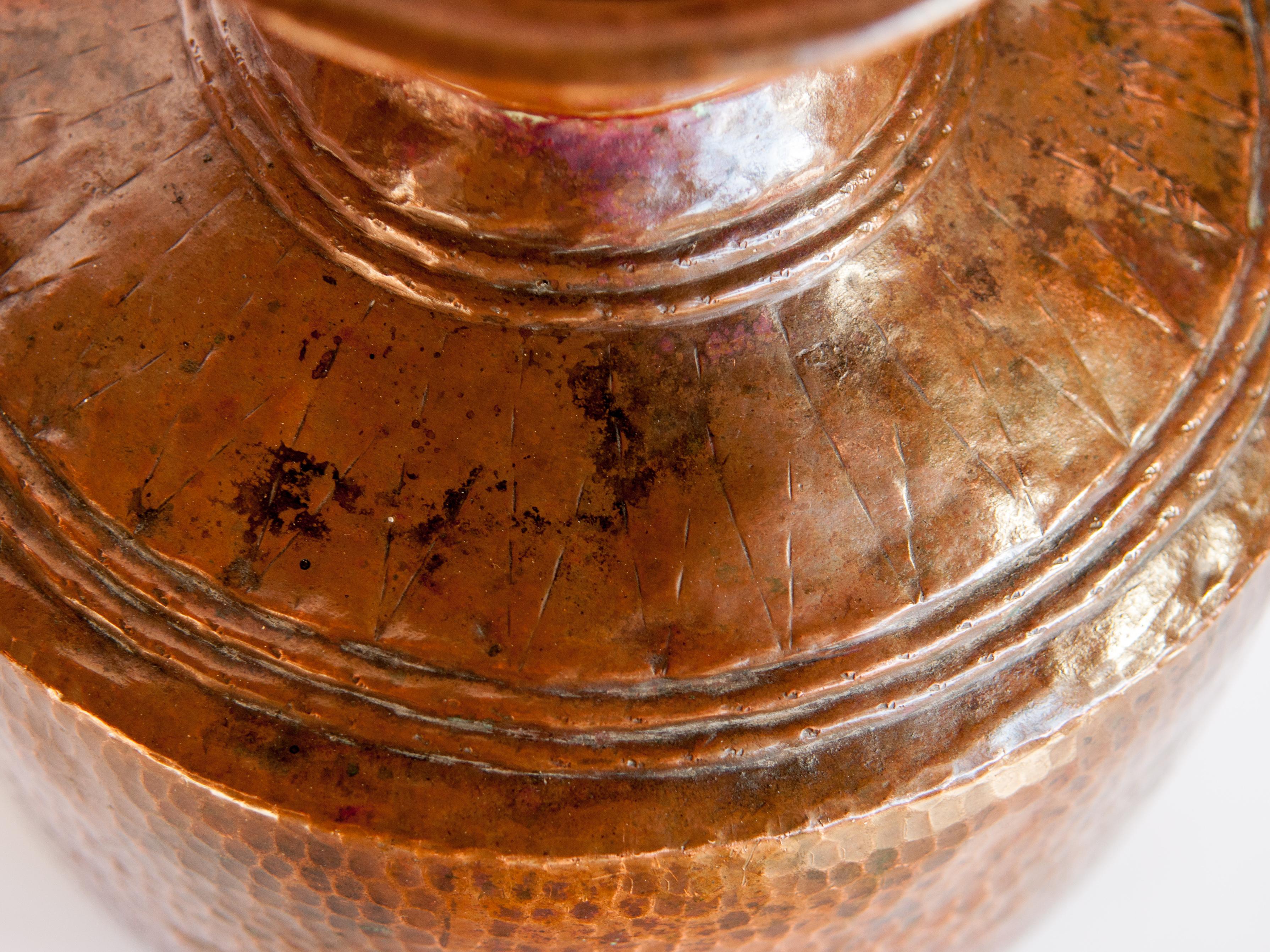 Vintage Copper Water Pot, Hand Hammered, from Nepal, Mid-20th Century 12