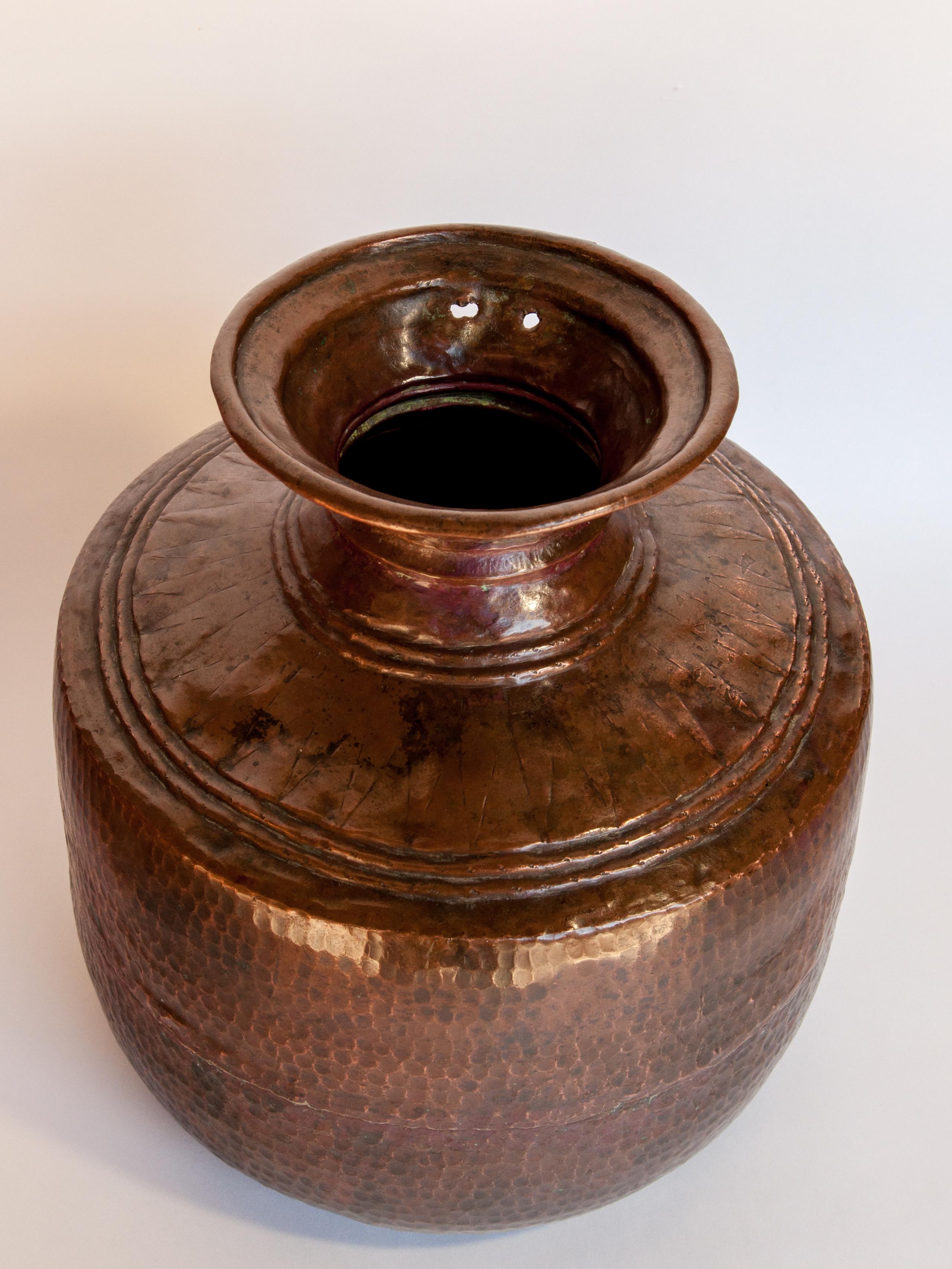 Metalwork Vintage Copper Water Pot, Hand Hammered, from Nepal, Mid-20th Century