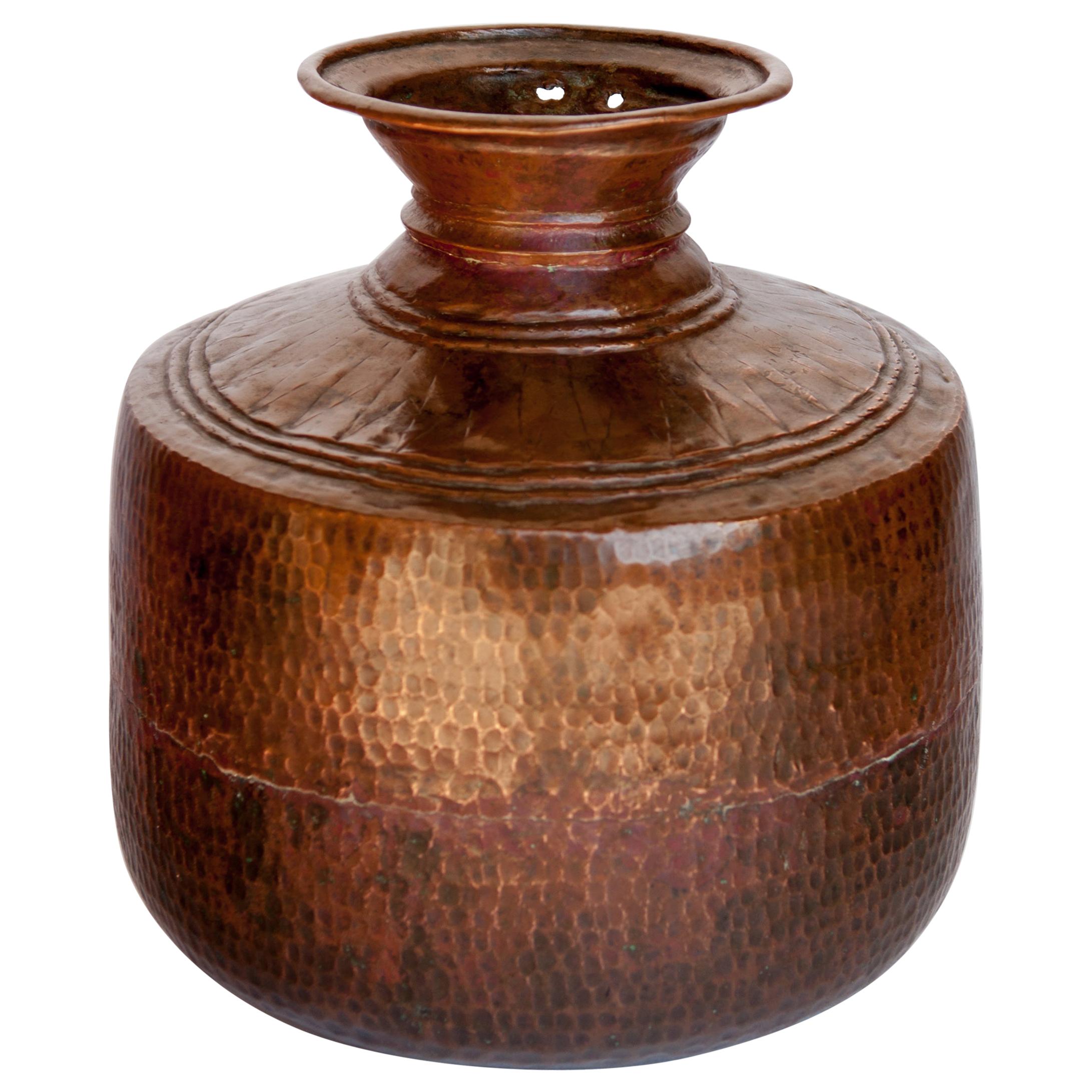 Vintage Copper Water Pot, Hand Hammered, from Nepal, Mid-20th Century