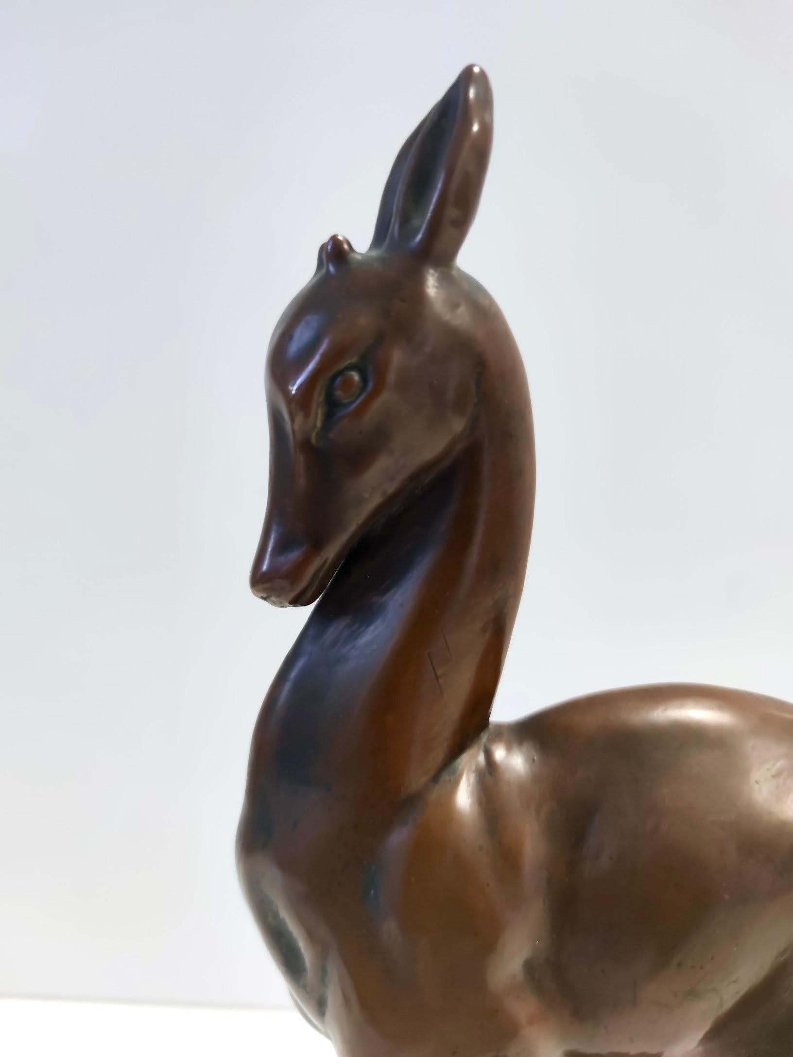 Céramique Figurine décorative de cerf en céramique cuivrée vintage, Italie en vente