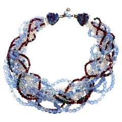 Vintage Coppola e Toppo, blue crystal drapery necklace, 1950s Italy