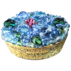 Vintage Coppola e Toppo Blue Green Pink Crystal Encrusted Trinket Pill Box
