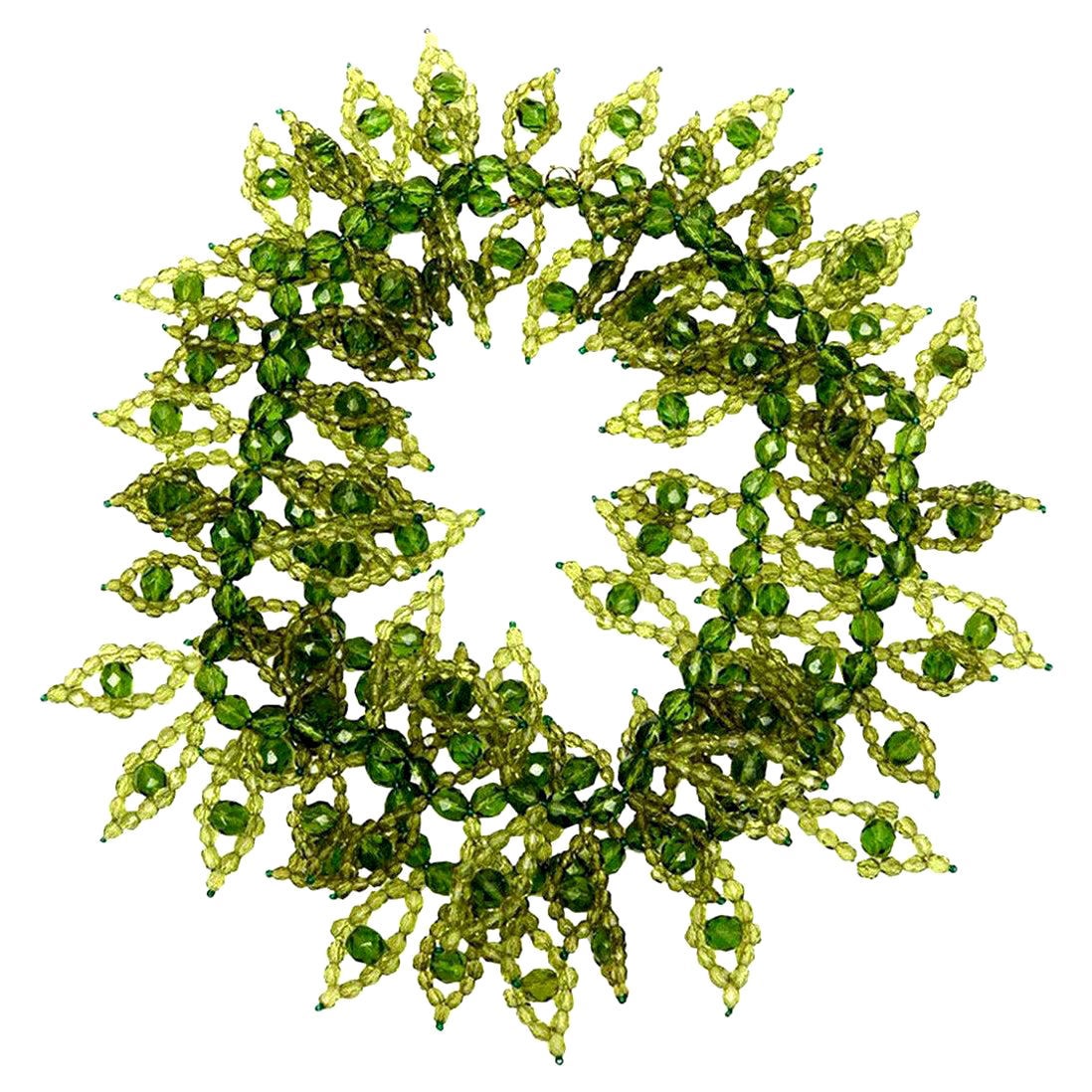 Vintage Coppola e Toppo Chartreuse Kelly Green Beaded Wrap Necklace Italian en vente
