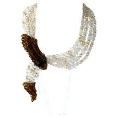 Vintage Coppola e Toppo snake necklace, crystal and pearls, Italy 1950s