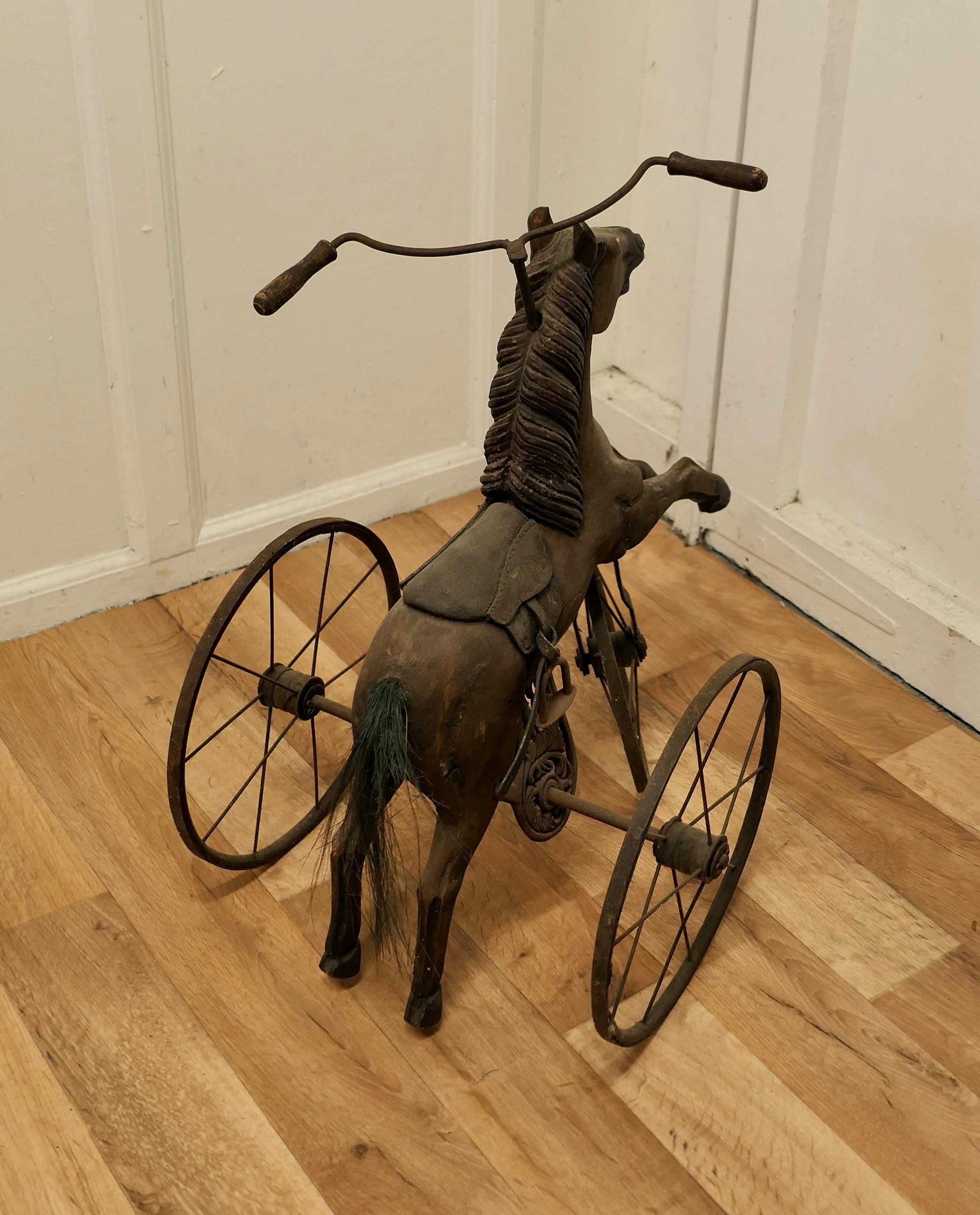 vintage wooden horse tricycle