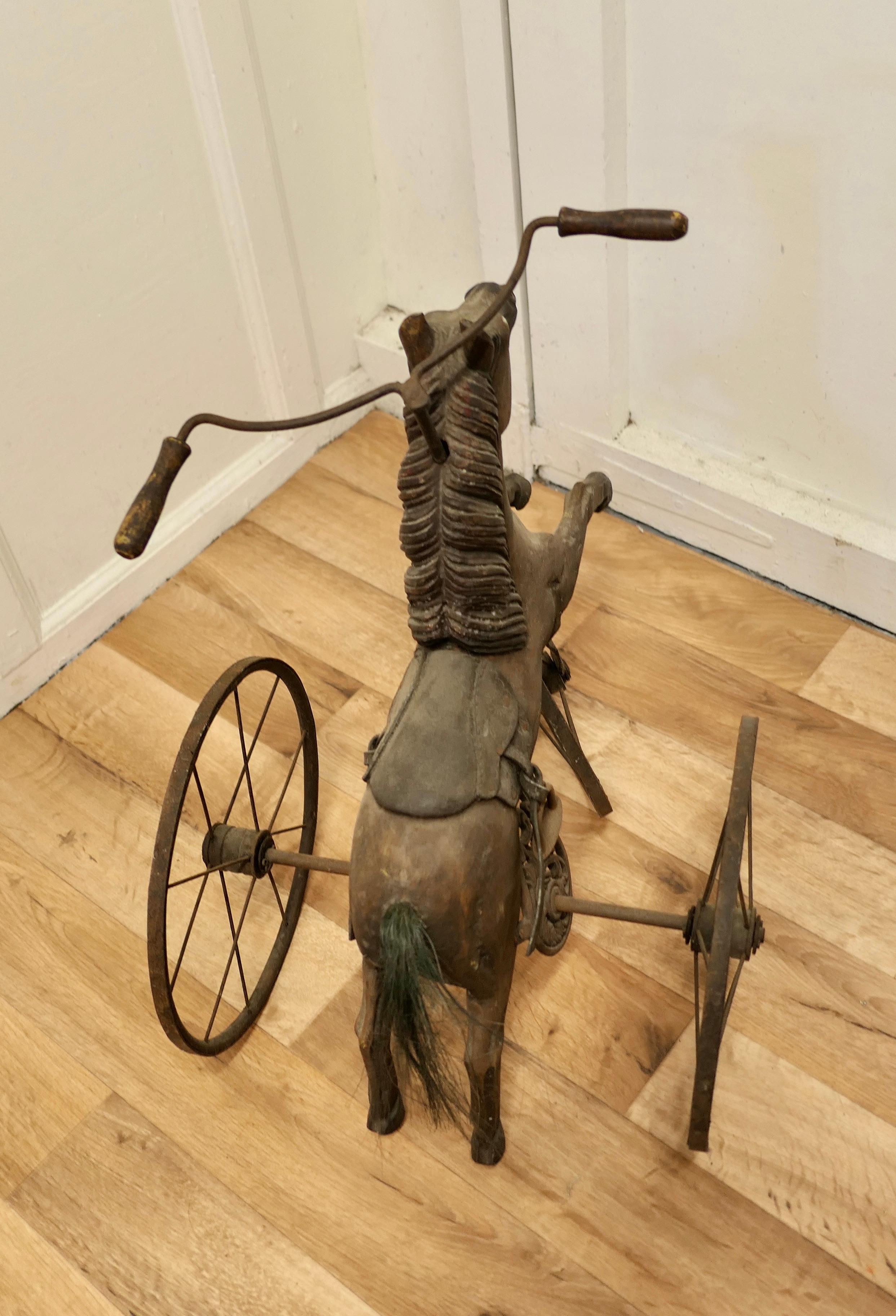 Folk Art Vintage Copy of a Victorian Toy Tricycle Pedal Horse