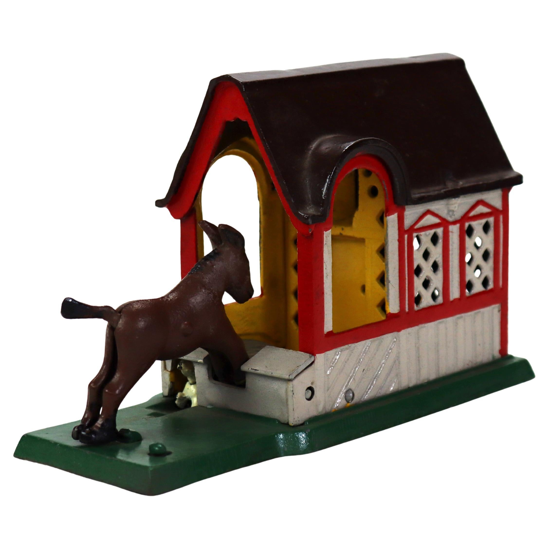 Copia d
epoca della banca meccanica della collezione di James Capron, mulo e fienile, 20° secolo