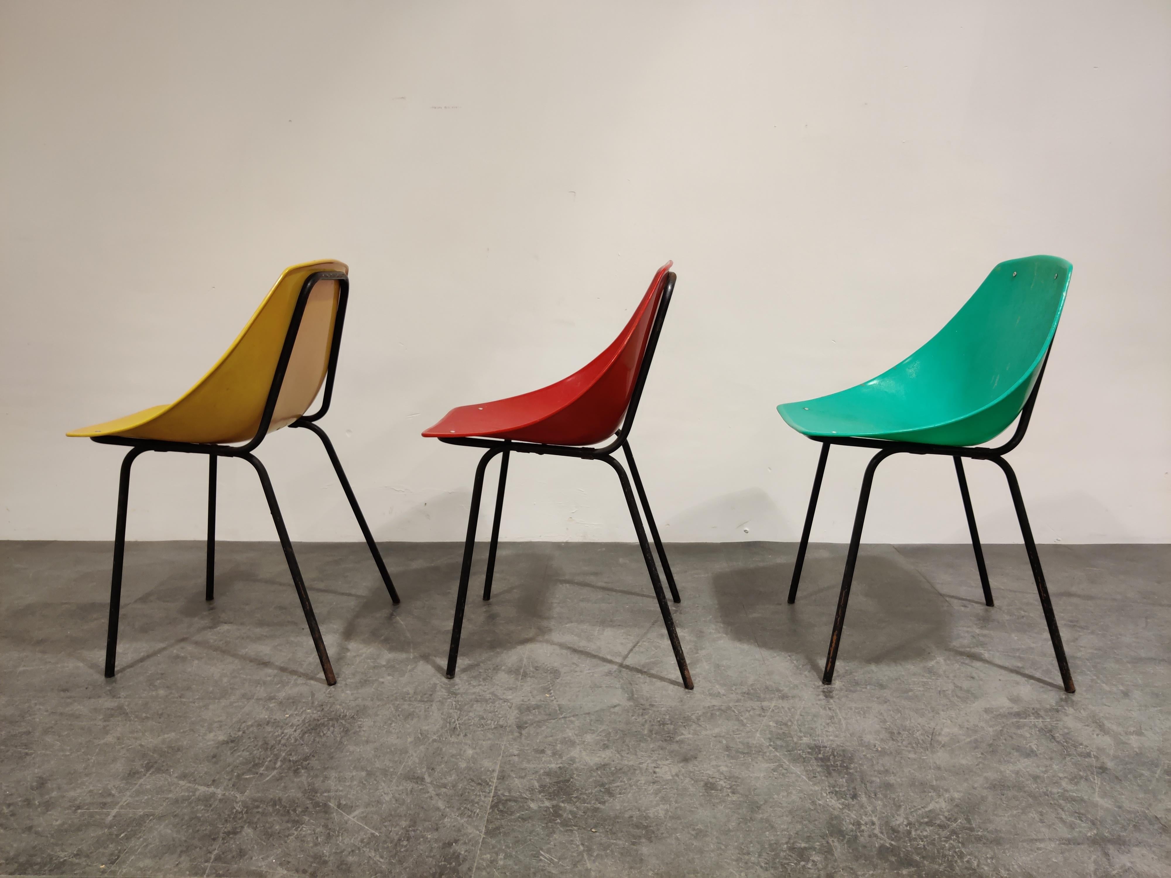 Mid-Century Modern Vintage Coquillage Chairs by Pierre Guariche for Meurop, 1960s