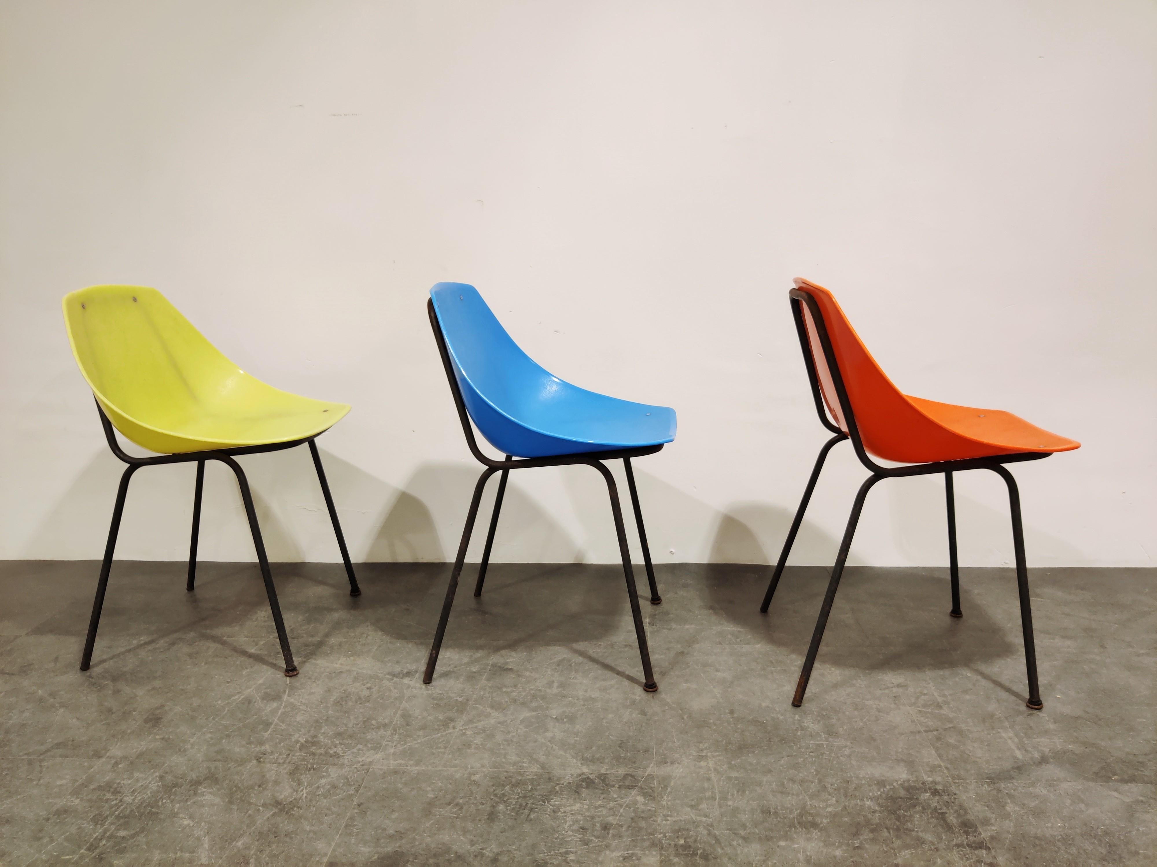 Belgian Vintage Coquillage Chairs by Pierre Guariche for Meurop, 1960s