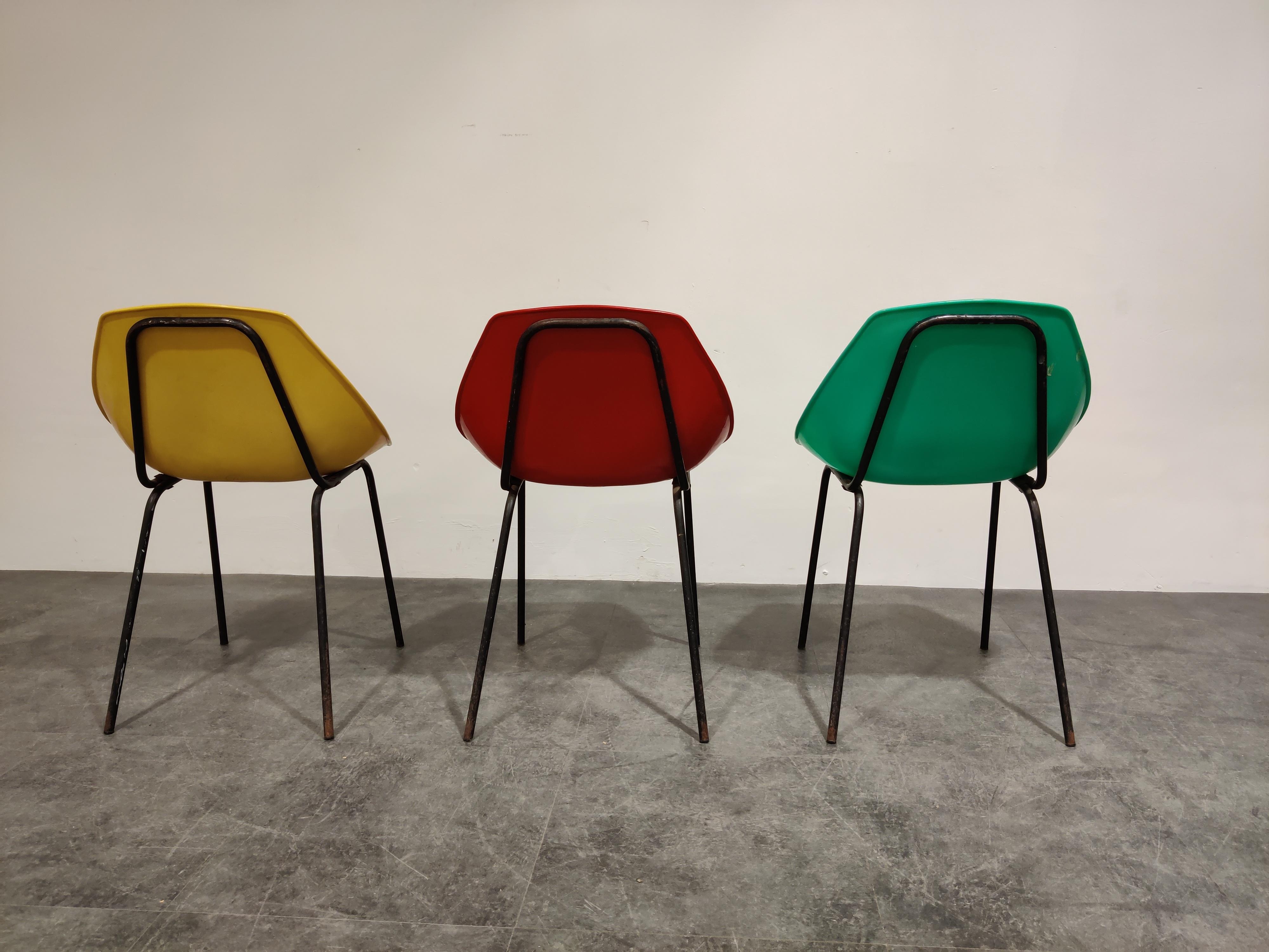 French Vintage Coquillage Chairs by Pierre Guariche for Meurop, 1960s