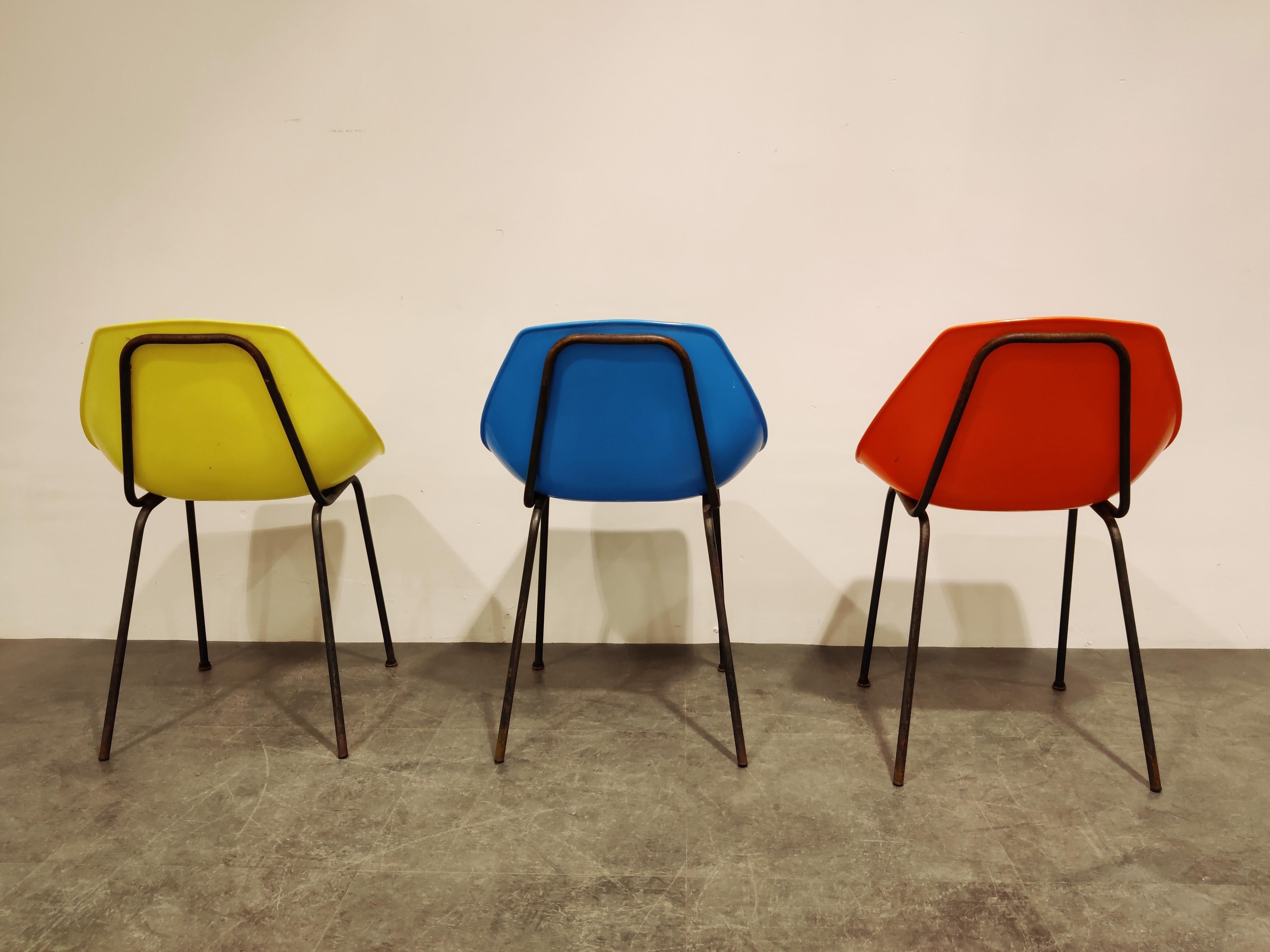 Vintage Coquillage Chairs by Pierre Guariche for Meurop, 1960s In Good Condition In HEVERLEE, BE