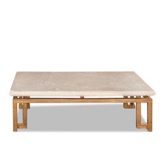 Vintage Coquina Stone & Brass Coffee Table ~ circa 1960
