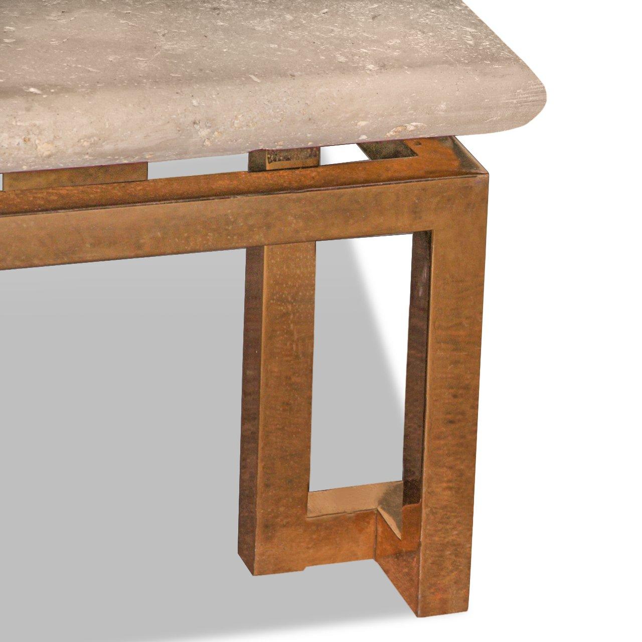 Milieu du XXe siècle Table basse vintage en pierre et laiton de CIRCA ~ circa 1960 en vente