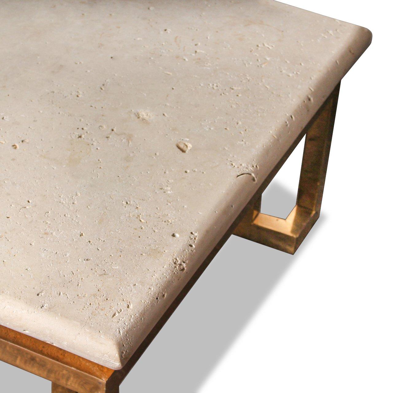 Table basse vintage en pierre et laiton de CIRCA ~ circa 1960 en vente 1
