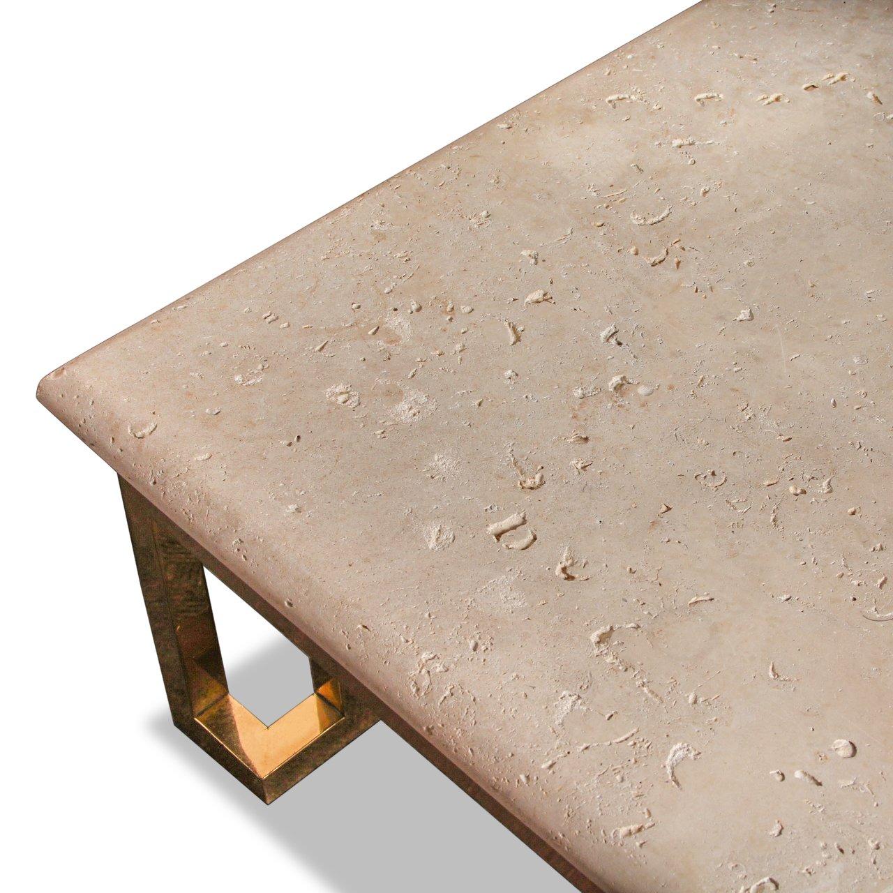 Table basse vintage en pierre et laiton de CIRCA ~ circa 1960 en vente 2