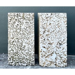 Vintage Coquina Stone Pedestals - A Pair